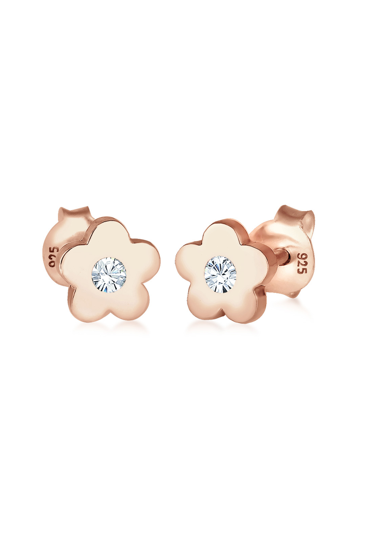 Ohrring Blume | Kristall ( Rosa ) | 925er Sterling Silber