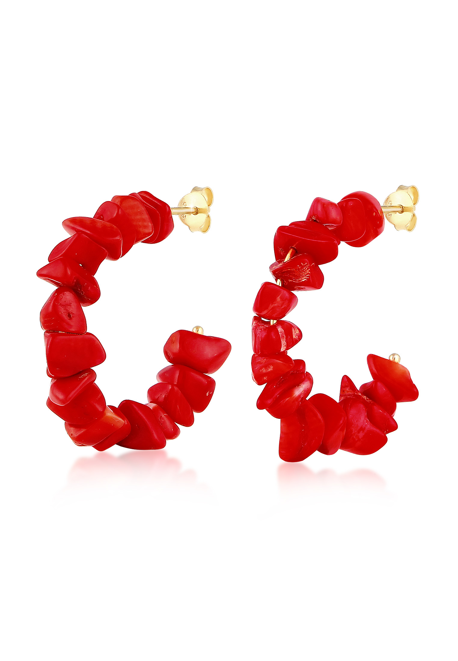 Creole | Koralle ( Rot ) | 925 Sterling Silber vergoldet