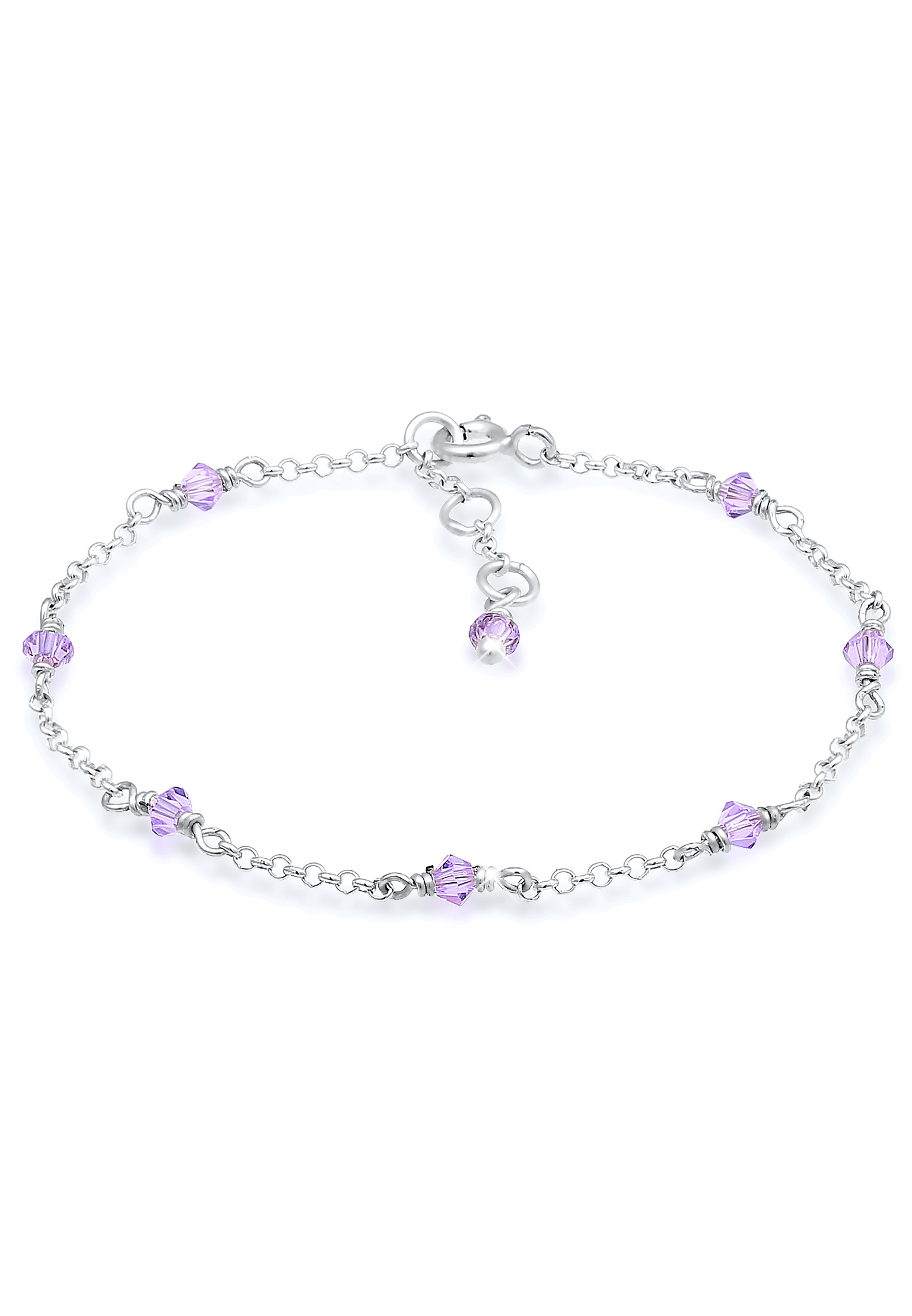 Armband Kugel | Kristall ( Violett hell ) | 925er Sterling Silber