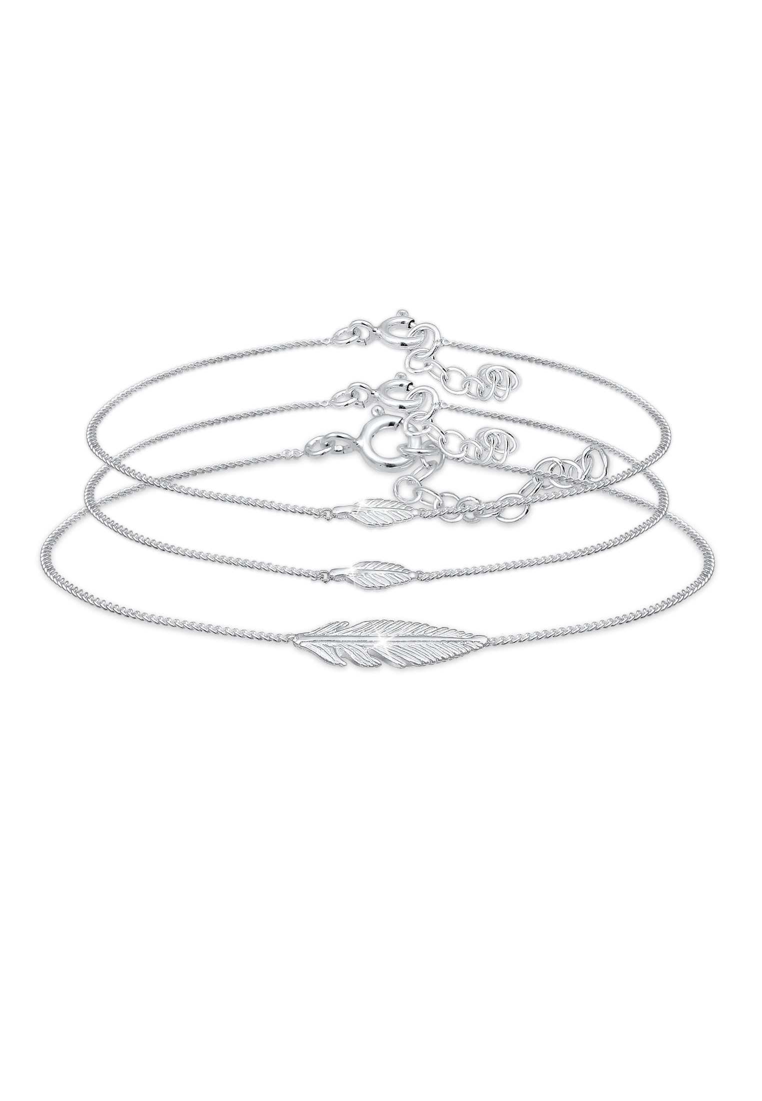 Mutter-Kind-Armbandset Feder | 925er Sterling Silber