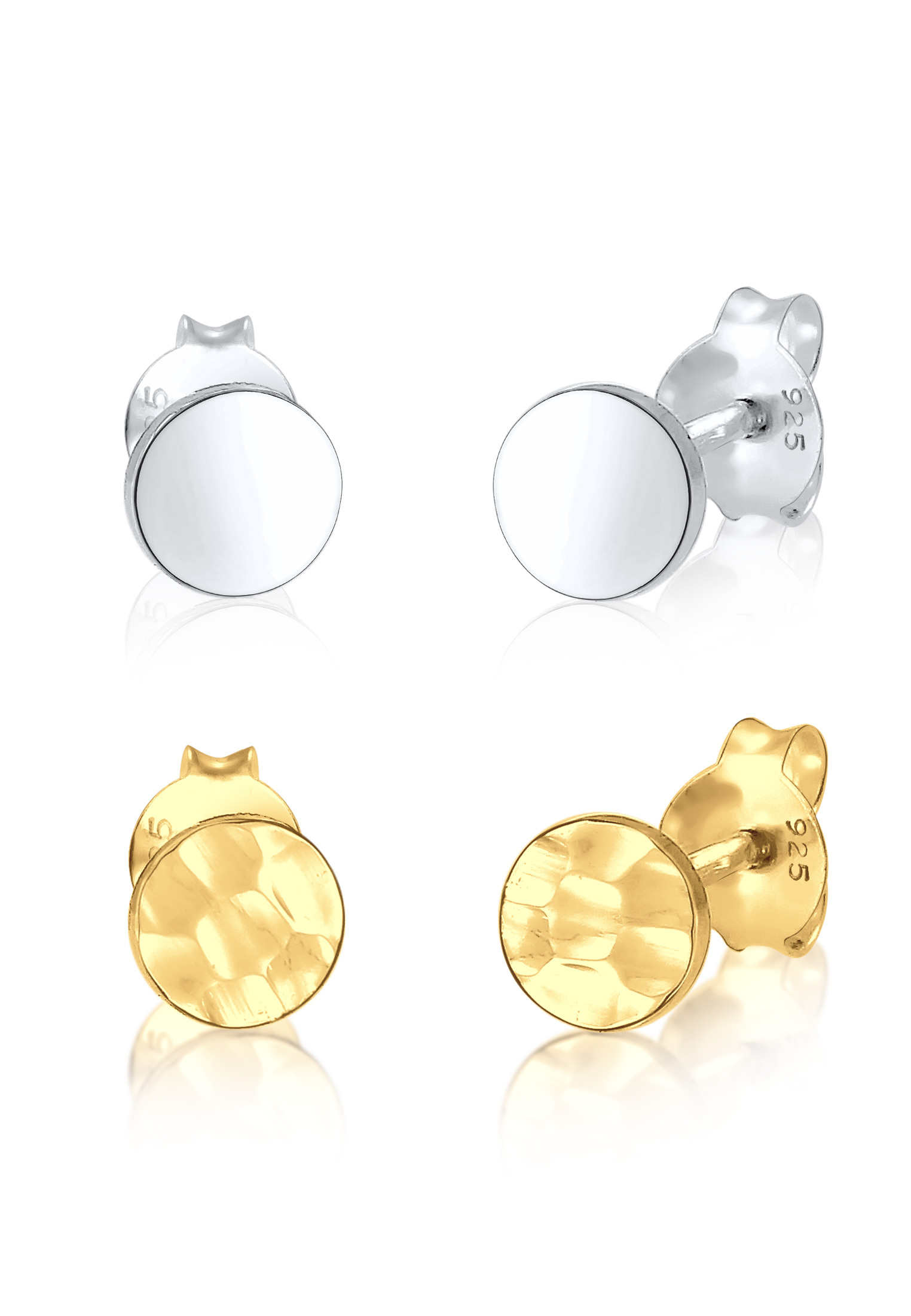 Ohrstecker Set Gehämmert & Glänzend | 925er Sterling Silber