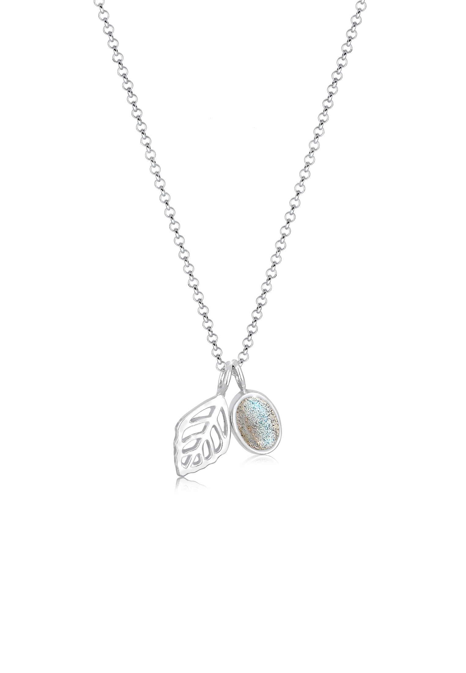 Halskette Blatt | Labradorit ( Grau ) | 925er Sterling Silber