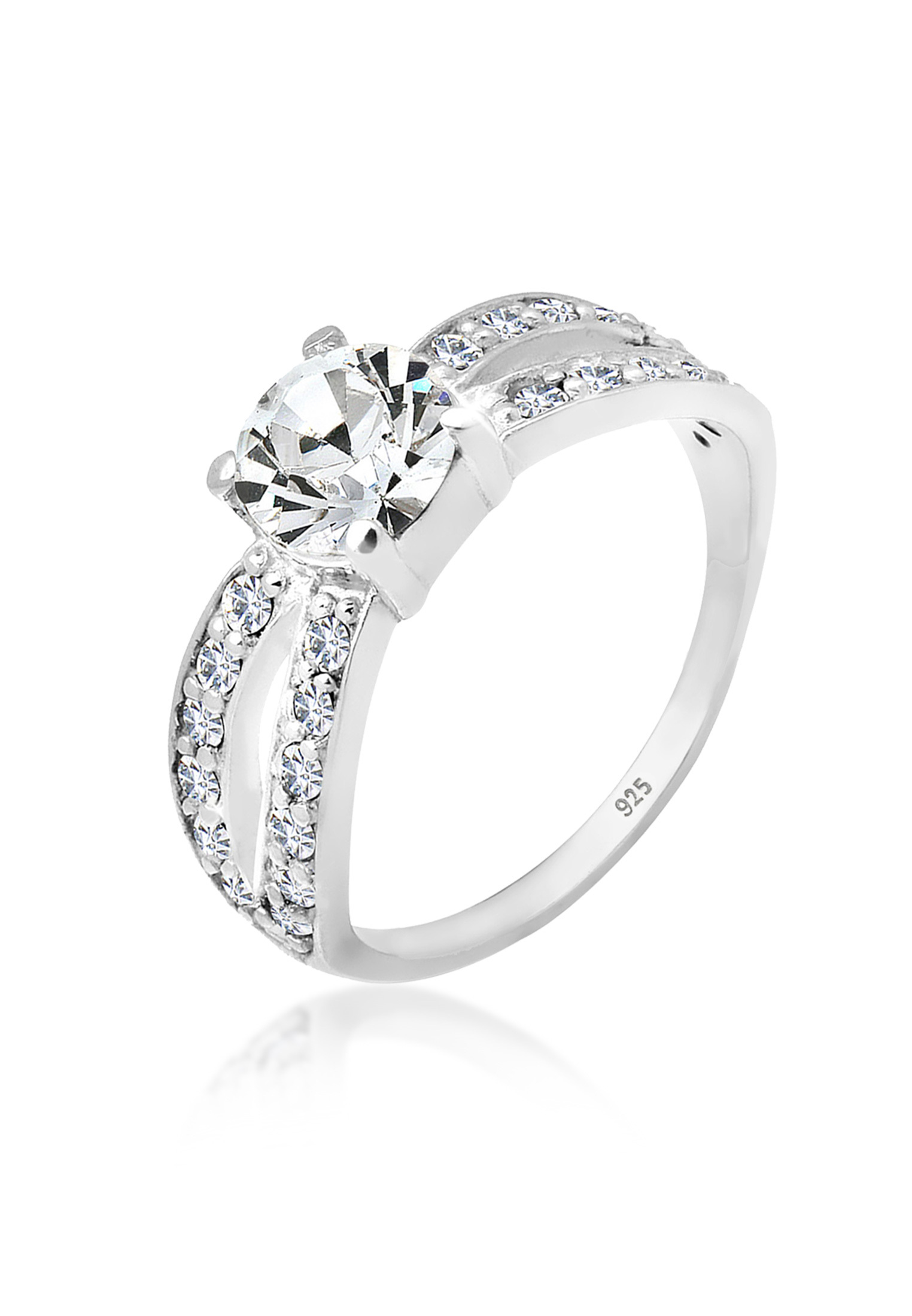 Solitär-Ring | Kristall ( Weiß ) | 925er Sterling Silber
