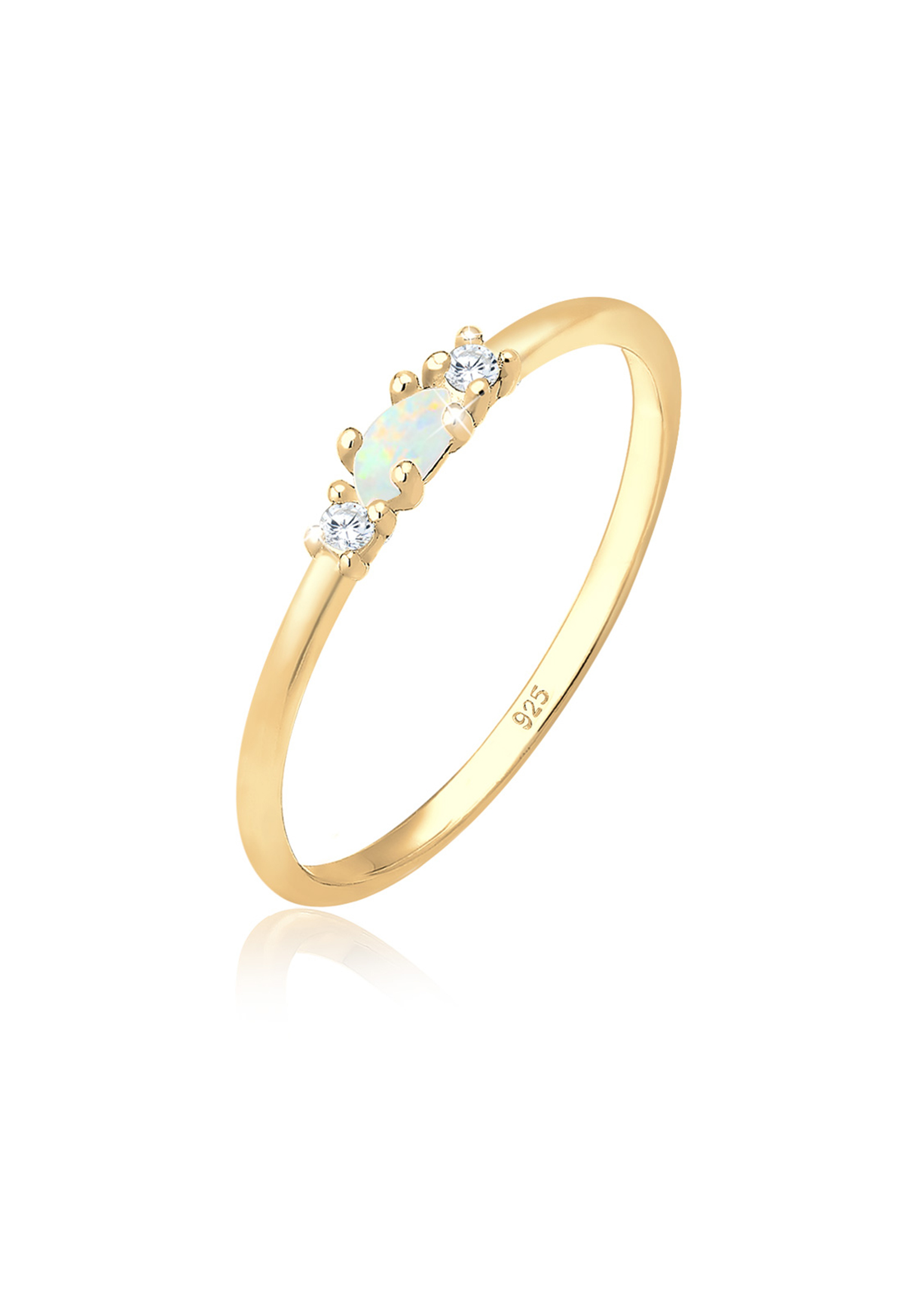 Ring Vintage | Opal & Zirkonia (Weiß) | 925 Sterling Silber