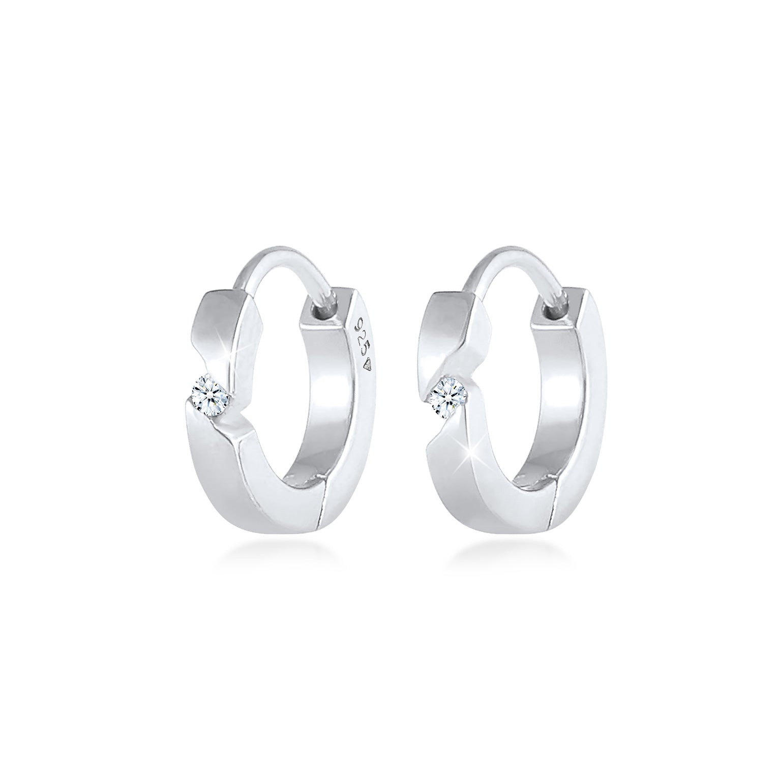 Creole | Diamant ( Weiß, 0,03 ct ) | 925er Sterling Silber