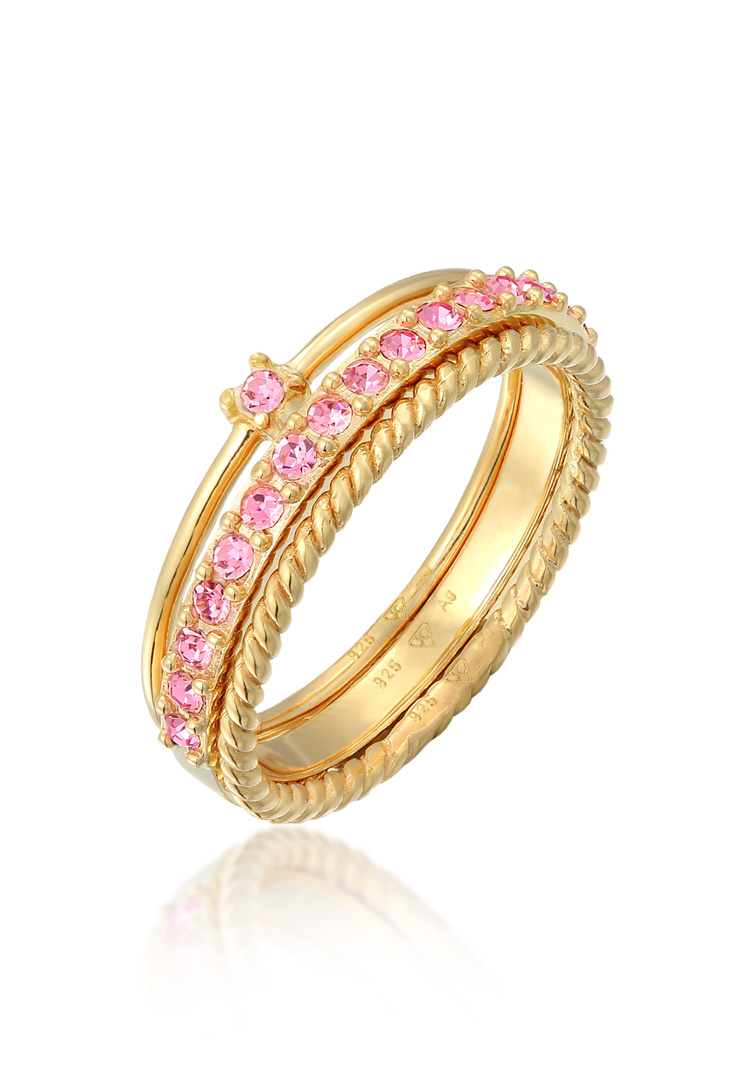 Ring 3er Set | Kristalle (Bunt) | 925er Sterling Silber