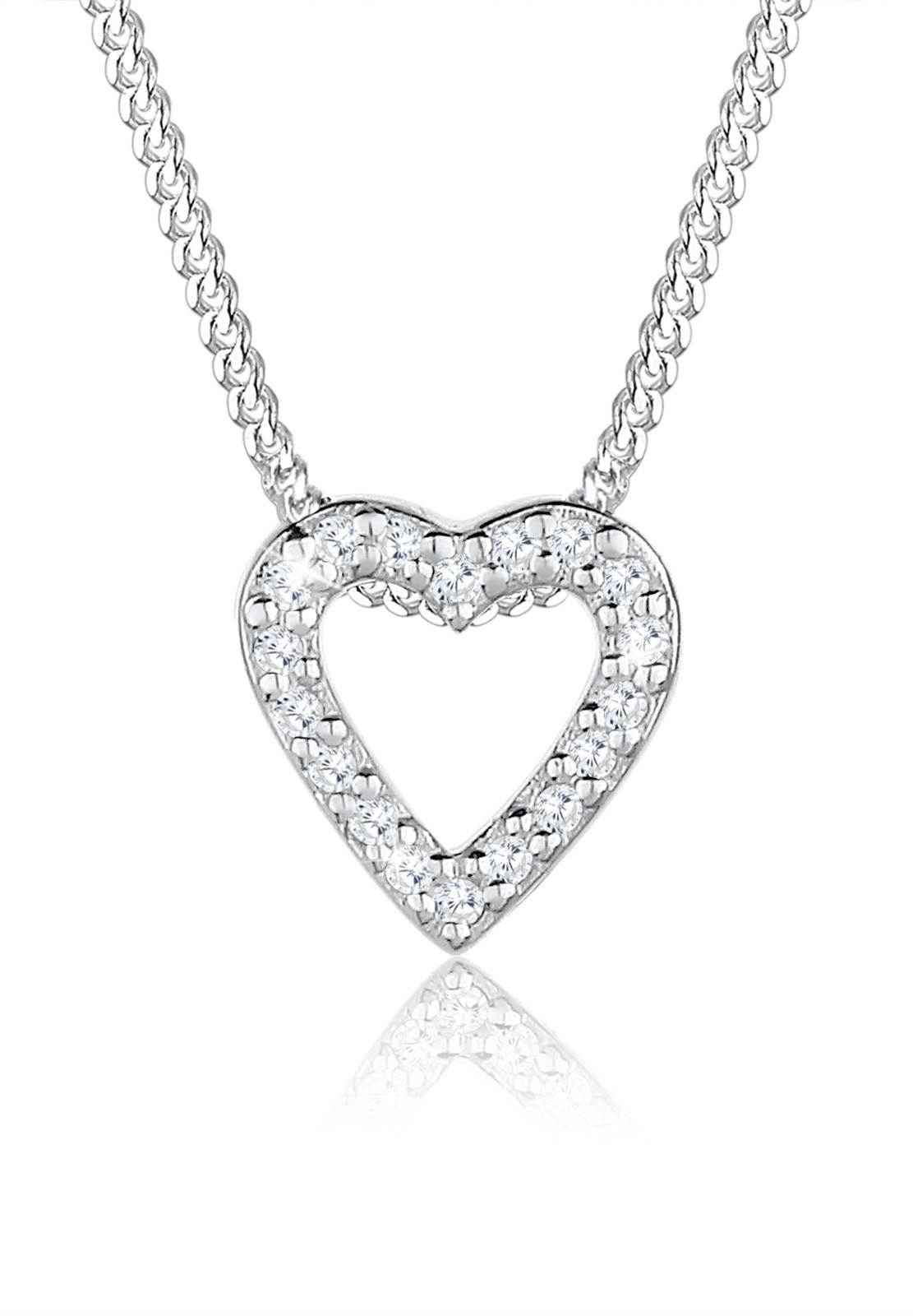 Halskette Herz | Zirkonia ( Weiß ) | 925er Sterling Silber