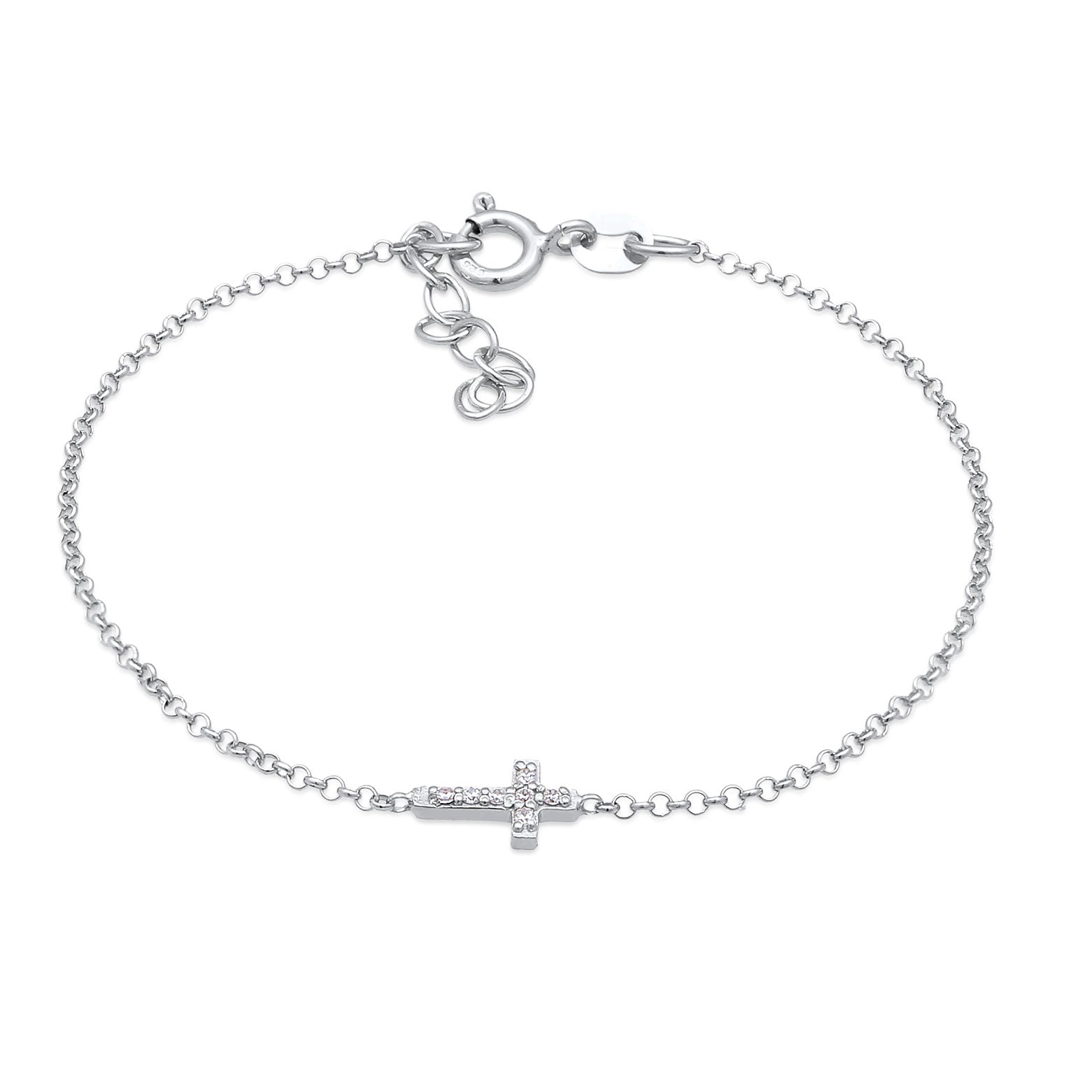 Armband Kreuz | Zirkonia (Weiß) | 925er Sterling Silber