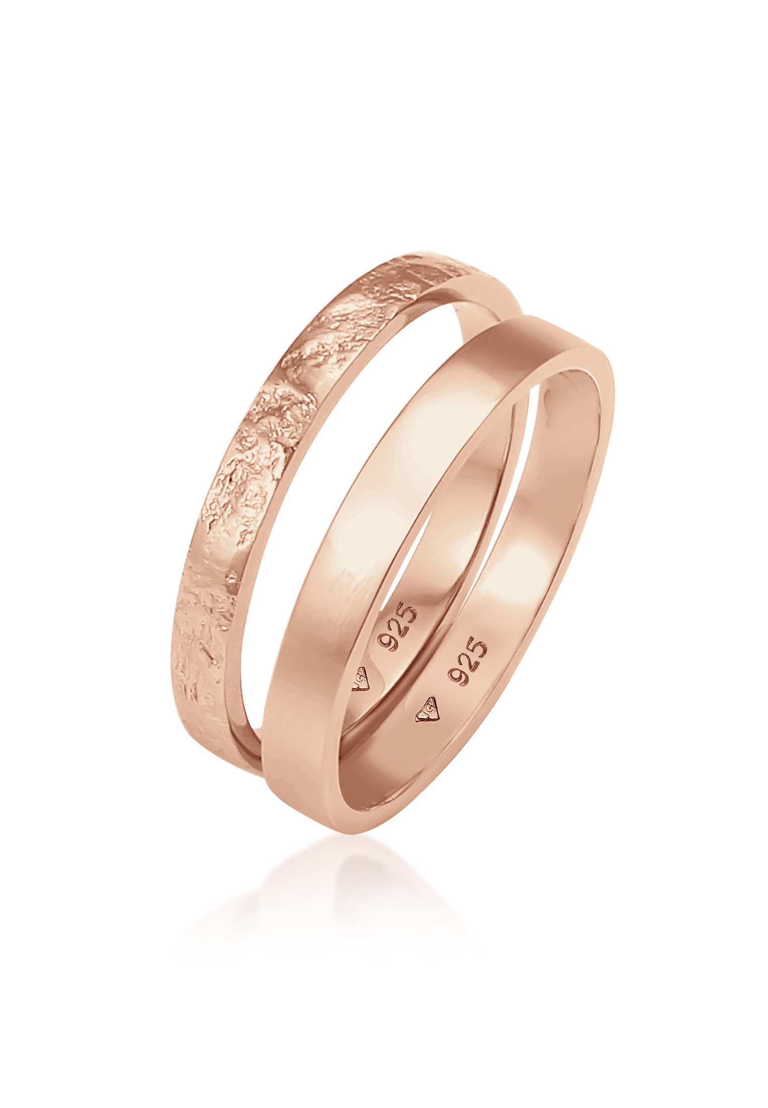 Banding 2er Set Gehämmert & Glänzend | 925 Sterling Silber