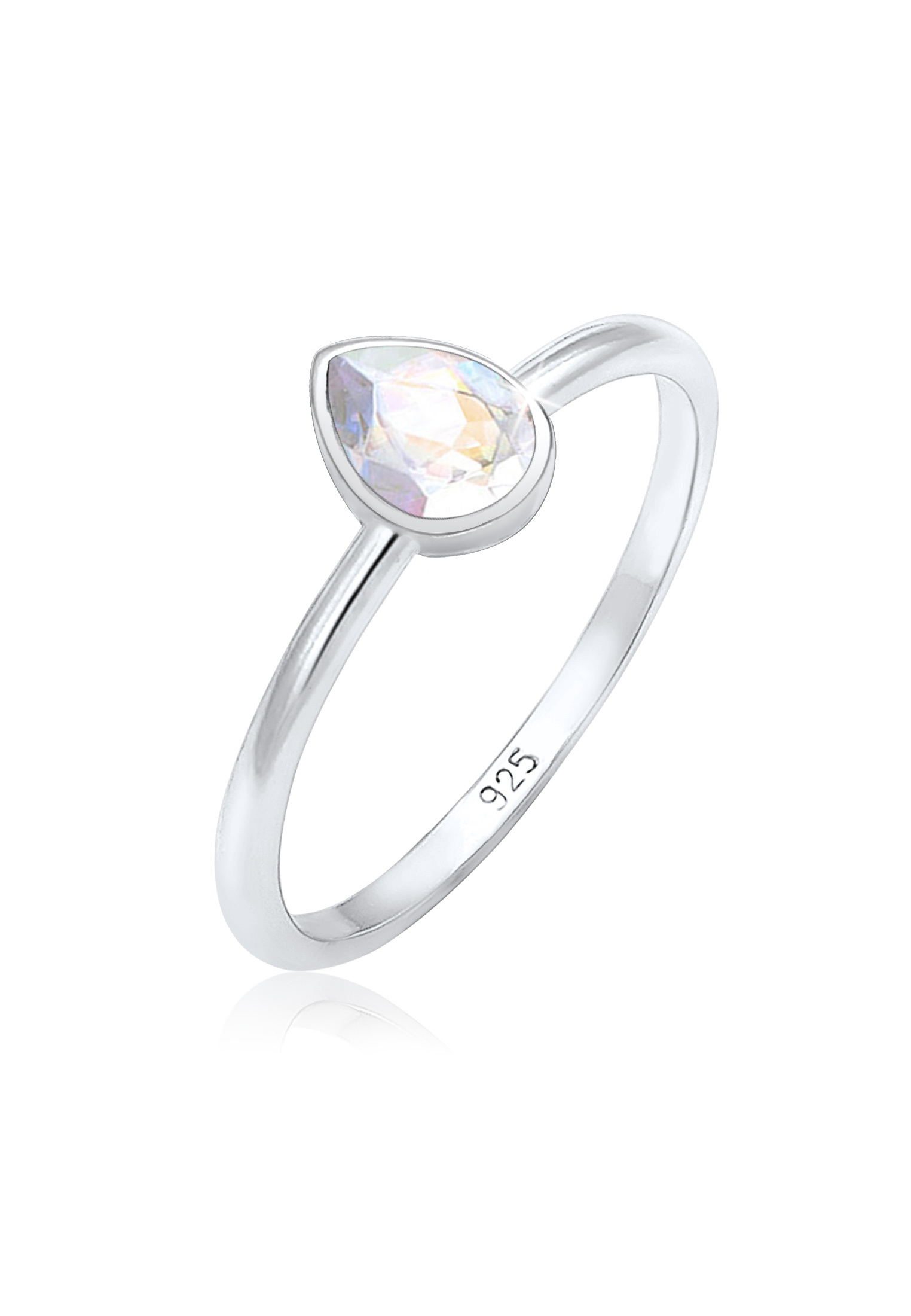 Verlobungsring Tropfen | Kristall ( Weiß ) | 925er Sterling Silber