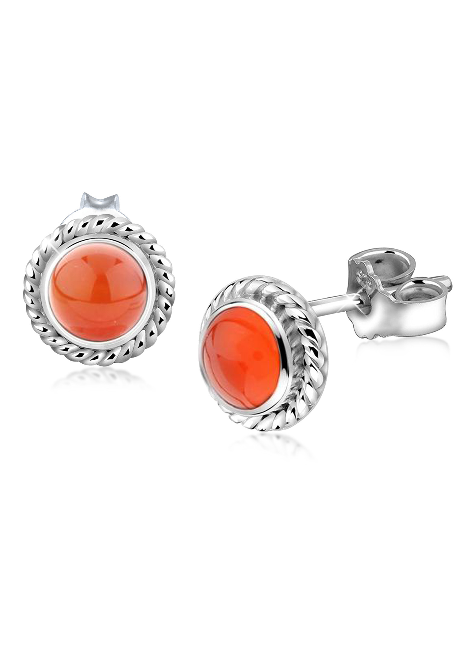 Ohrstecker | Karneol ( Orange ) | 925er Sterling Silber