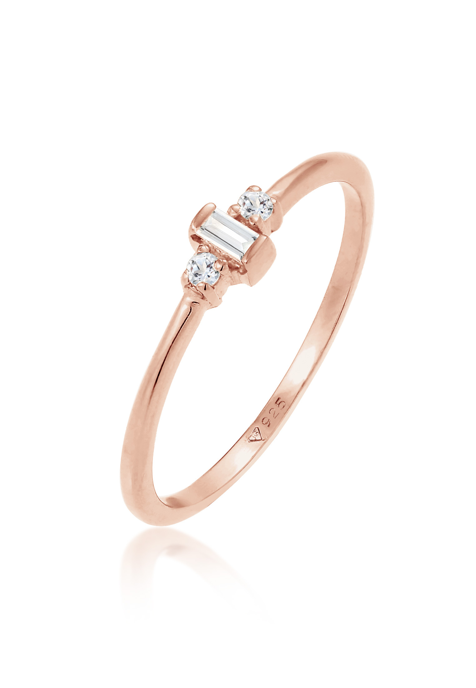 Verlobungsring | Topas ( Weiß ) | 925 Sterling Silber vergoldet