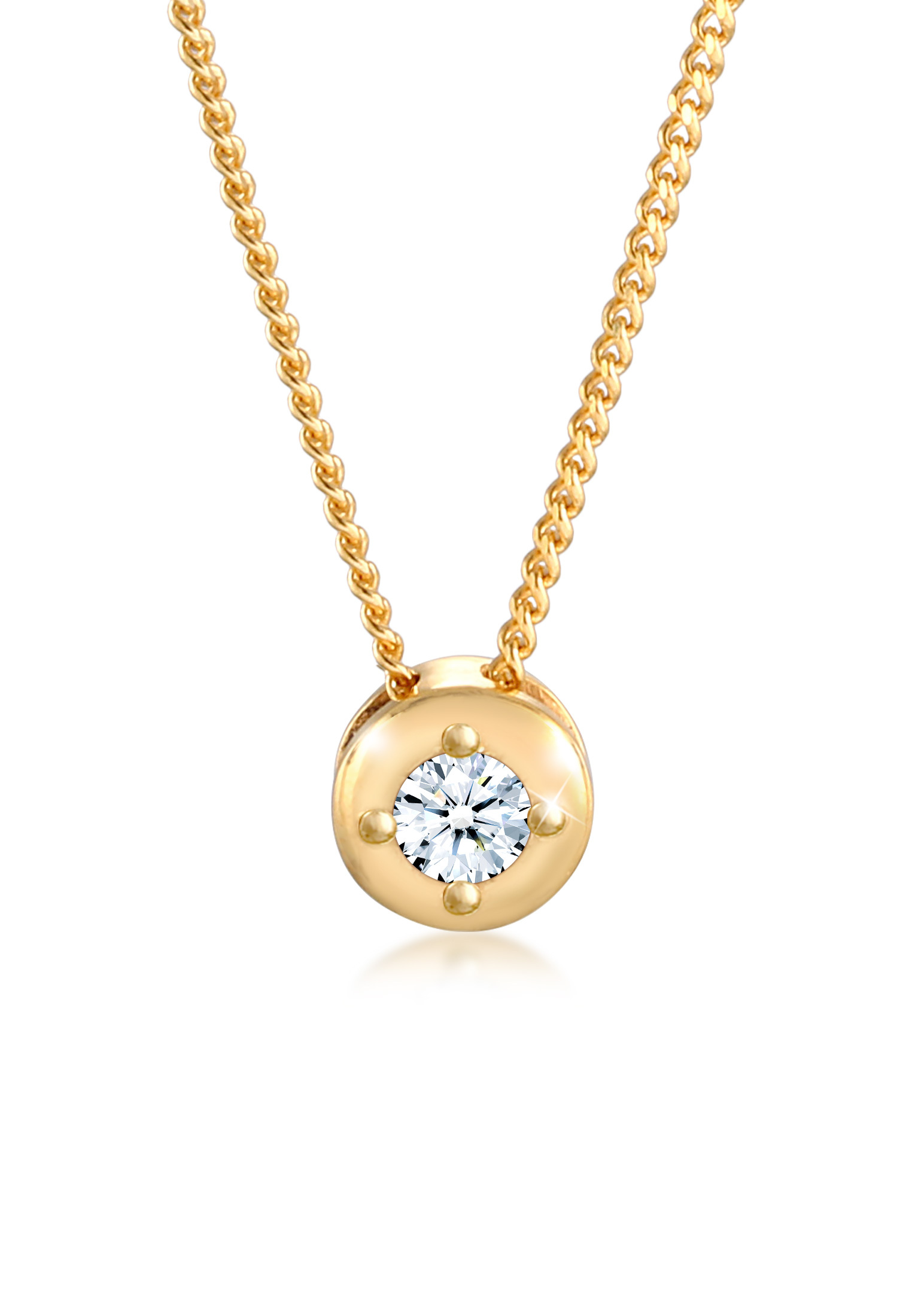 Halskette Solitär Klassisch | Diamant (0.11 ct.) | 925er Sterling Silber