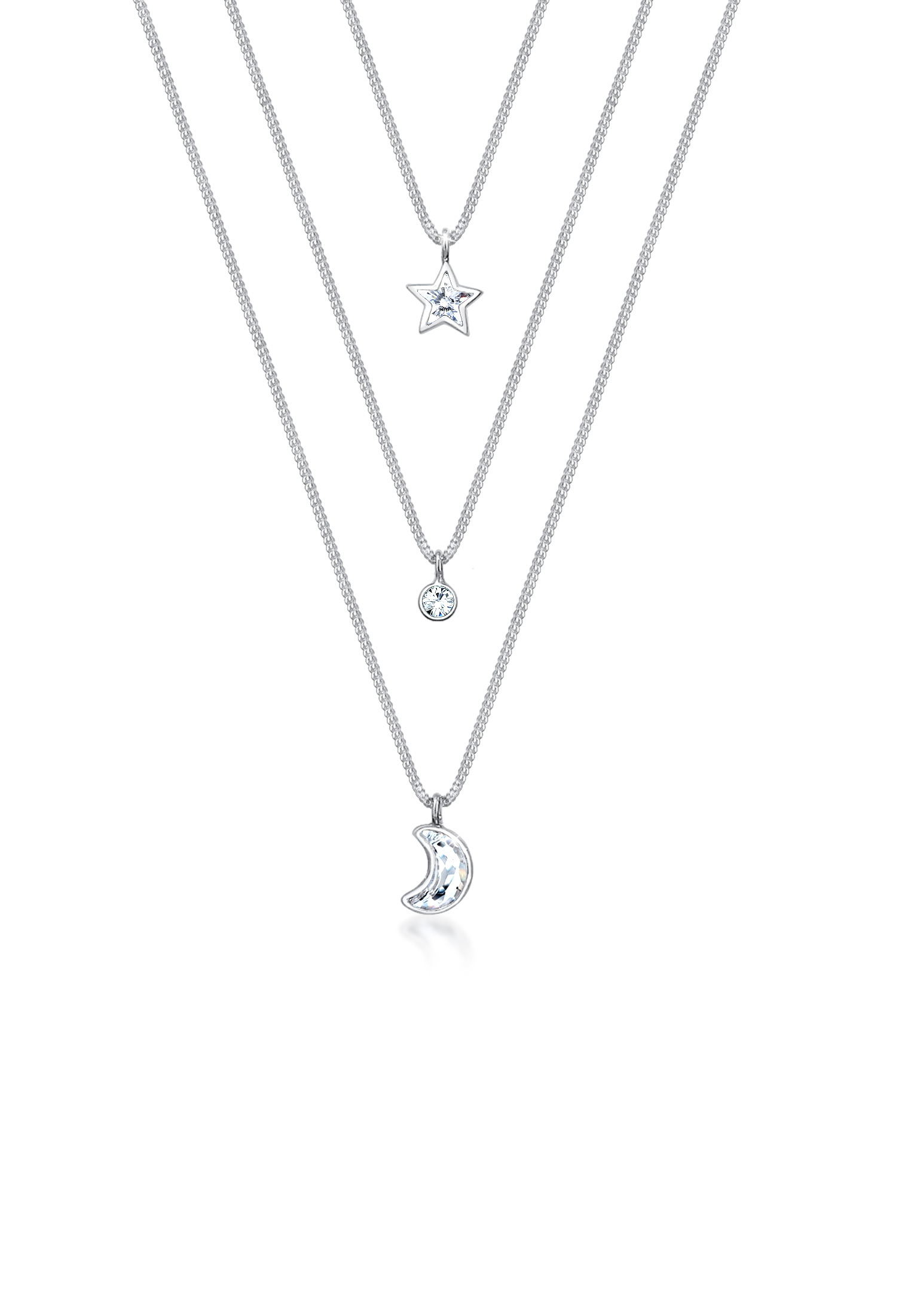 Layer-Halskette Astro | Kristall ( Weiß ) | 925er Sterling Silber