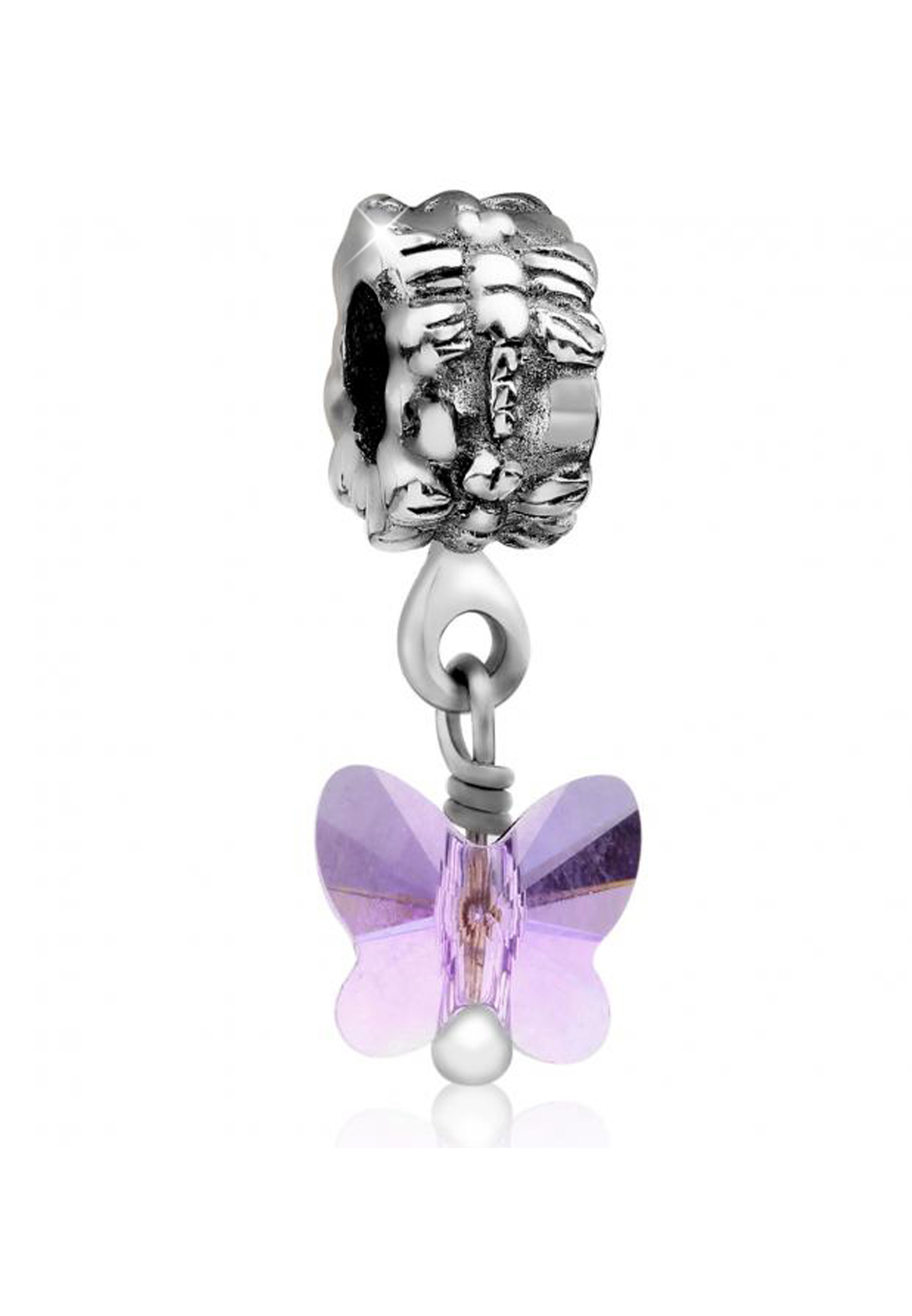 Charm Bead | Kristall ( Violett ) | 925er Sterling Silber