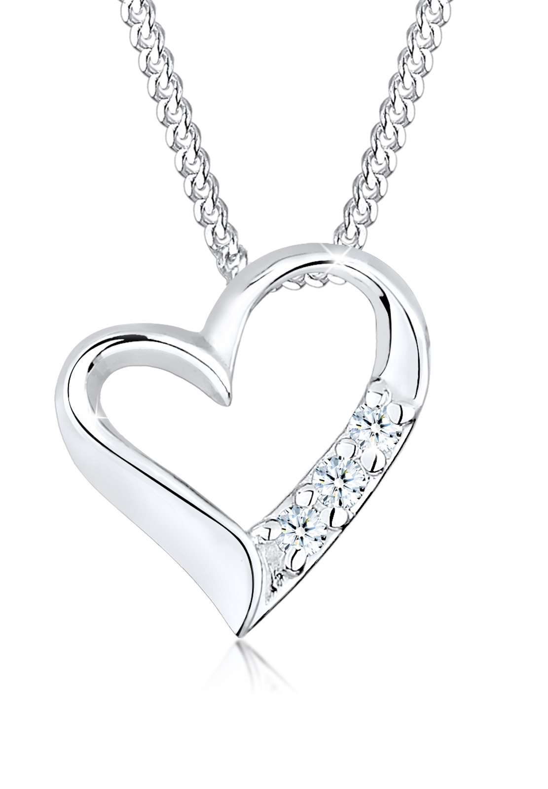 Halskette Herz | Diamant ( Weiß, 0,045 ct ) | 925er Sterling Silber