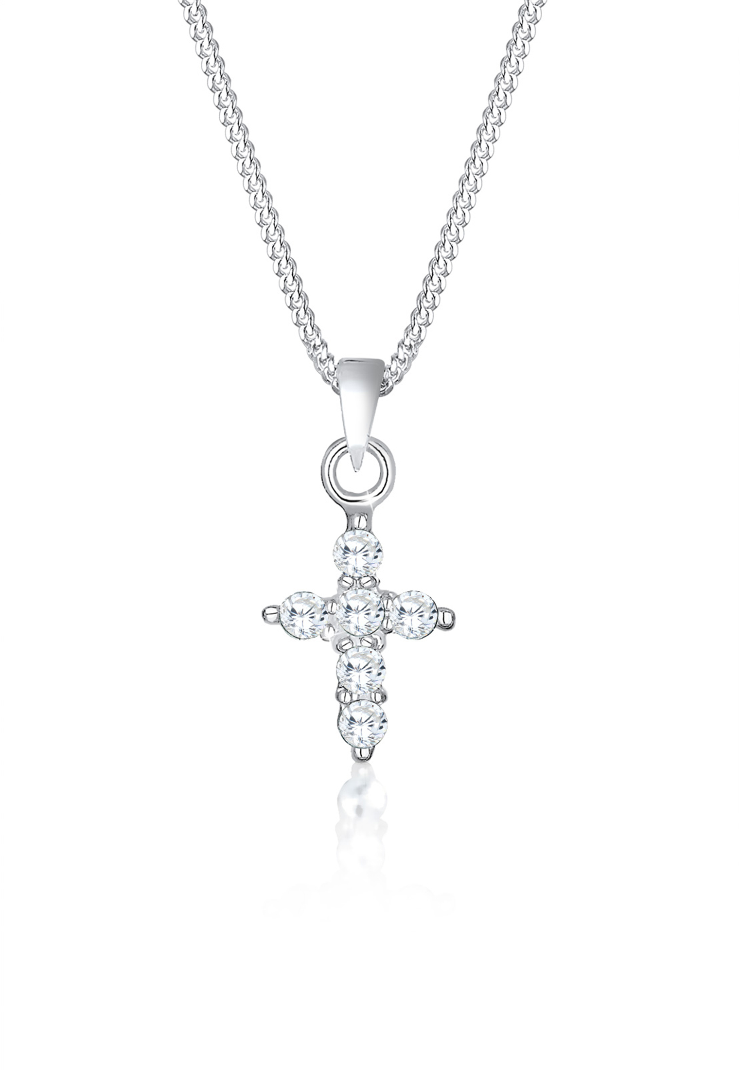 Halskette Kreuz | Zirkonia ( Weiß ) | 925er Sterling Silber