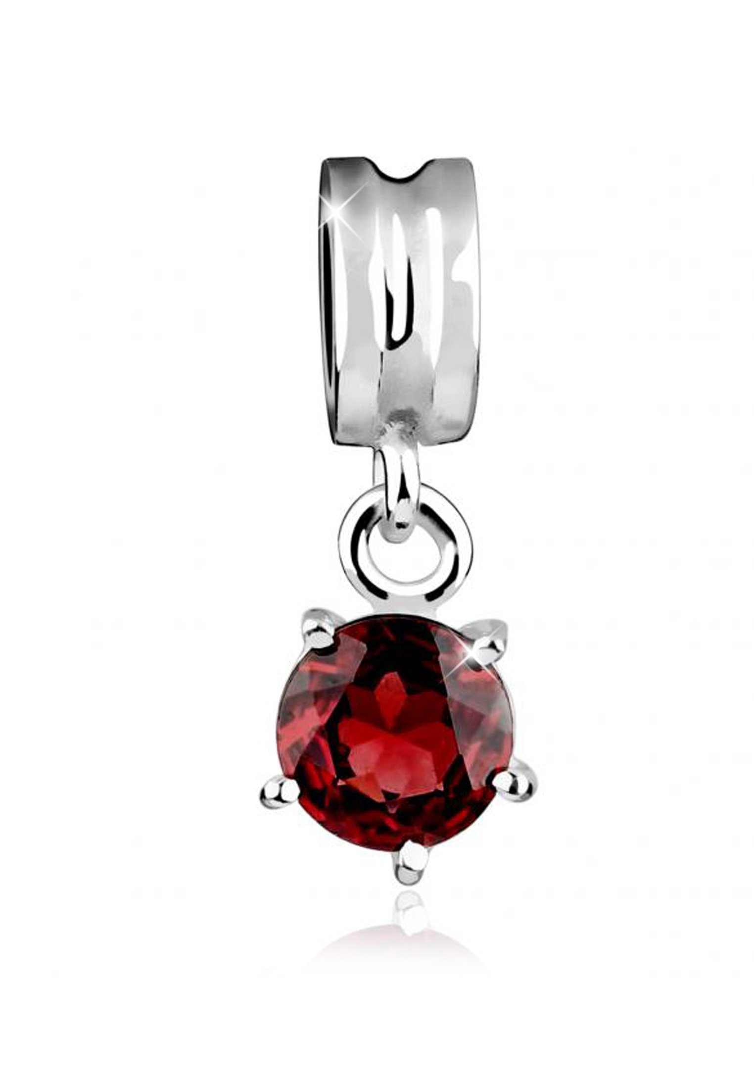 Charm Bead | Granat ( Dunkelrot ) | 925er Sterling Silber