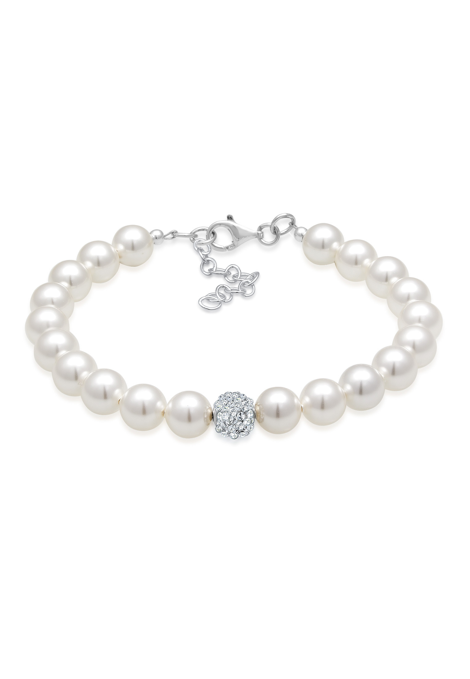 Glieder-Armband Kugel | Kristall ( Weiß ) | 925er Sterling Silber