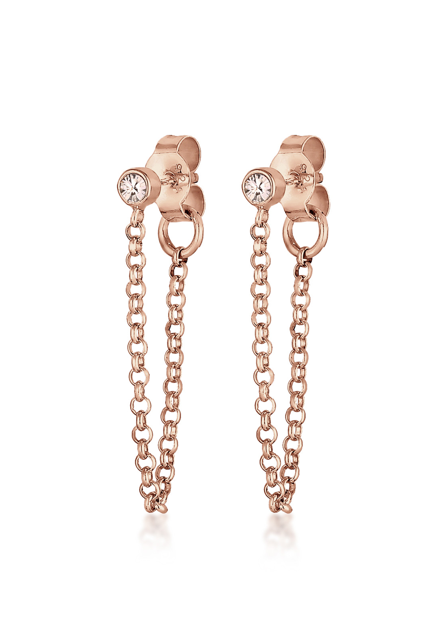 Ohrstecker Ear Chain | Kristall ( Weiß ) | 925er Sterling Silber