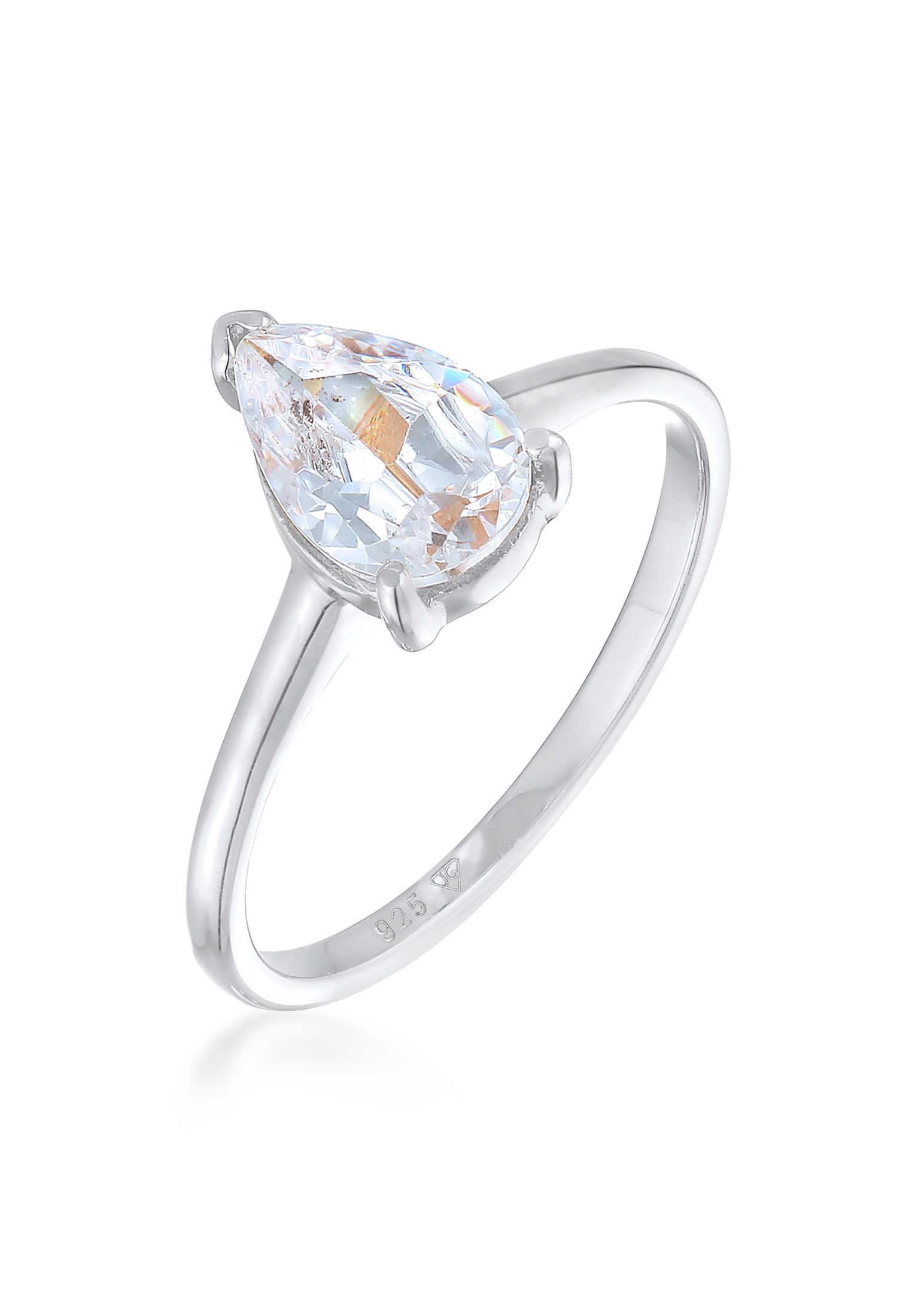 Solitär-Ring Tropfen | Zirkonia (Weiß) | 925er Sterling Silber