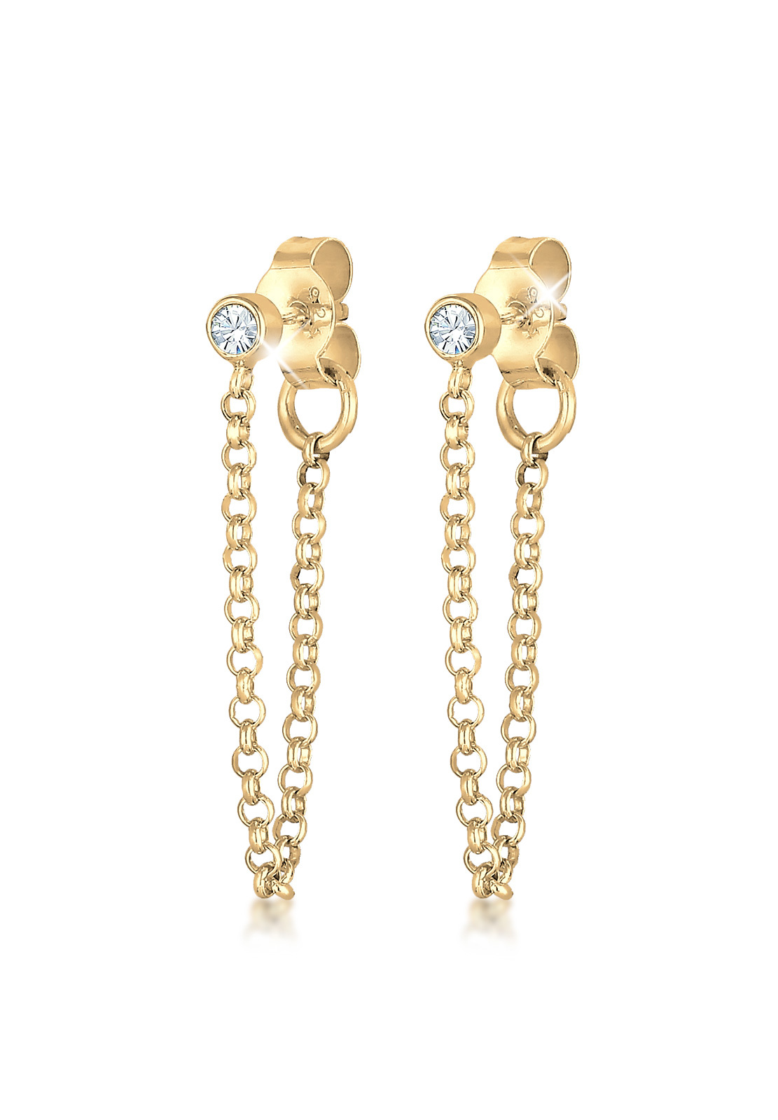 Ohrstecker Ear Chain | Kristall ( Weiß ) | 925er Sterling Silber