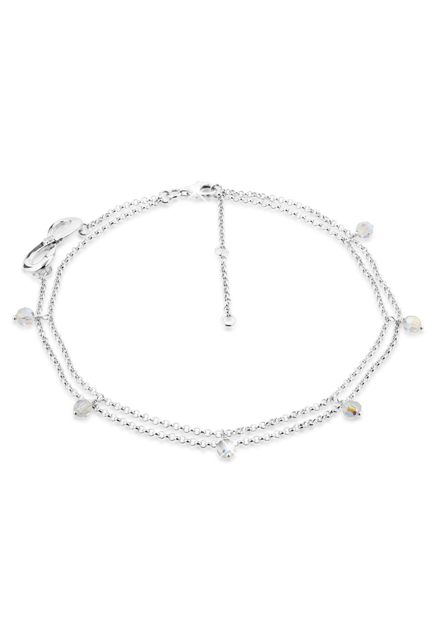 Fußkettchen Infinity | Kristall ( Weiß ) | 925er Sterling Silber