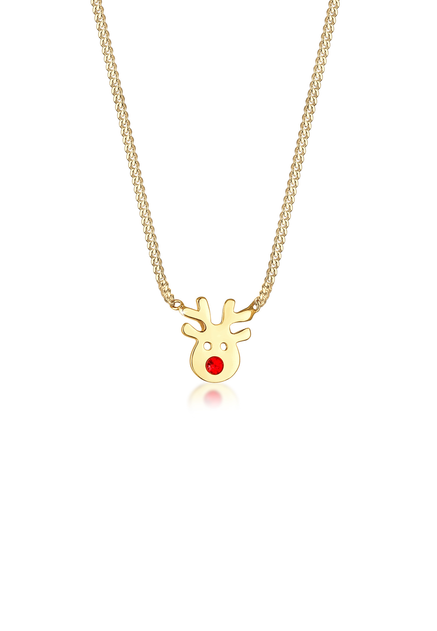 Halskette Hirsch | Kristall ( Rot ) | 925er Sterling Silber