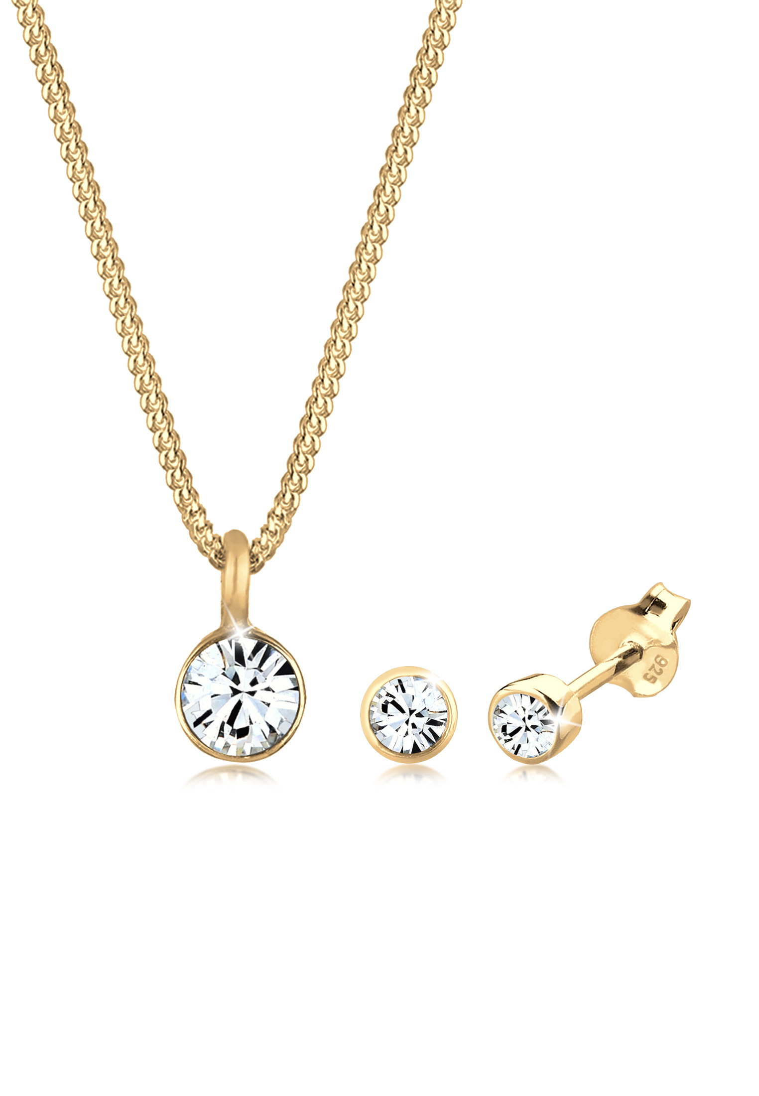 Solitär-Kette | Kristall ( Weiß ) | 925er Sterling Silber