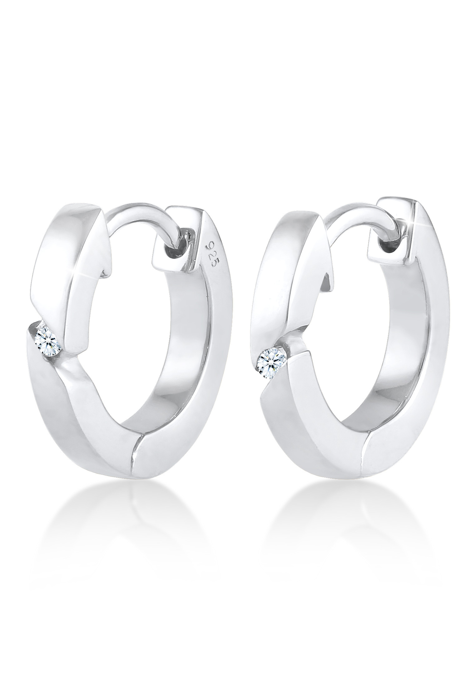 Creole | Diamant ( Weiß, 0,03 ct ) | 925er Sterling Silber
