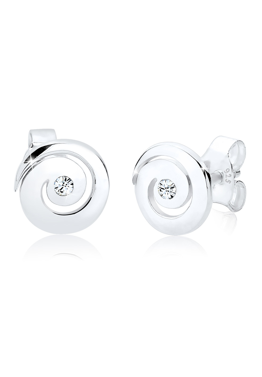 Ohrstecker Spirale | Kristall (Weiß) | 925er Sterling Silber