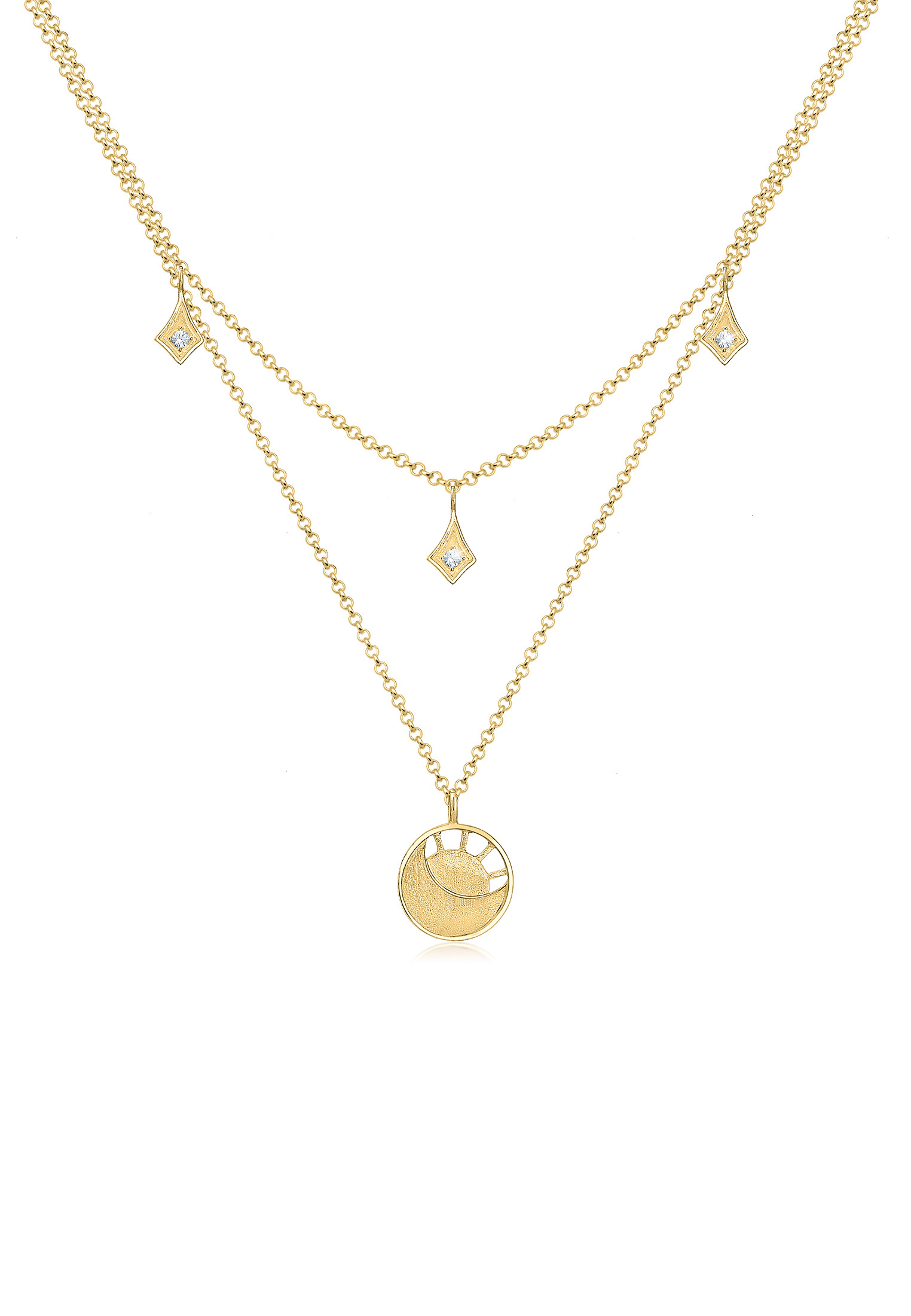 Halskette Astro | Kristall ( Weiß ) | 925 Sterling Silber vergoldet