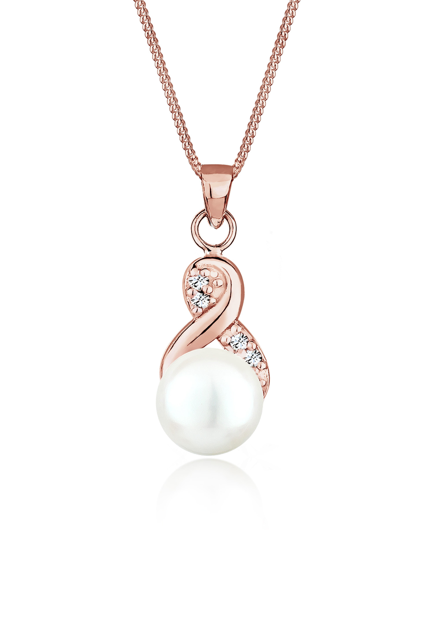Halskette Infinity | Süßwasserperle, Kristall ( Weiß ) | 925er Sterling Silber