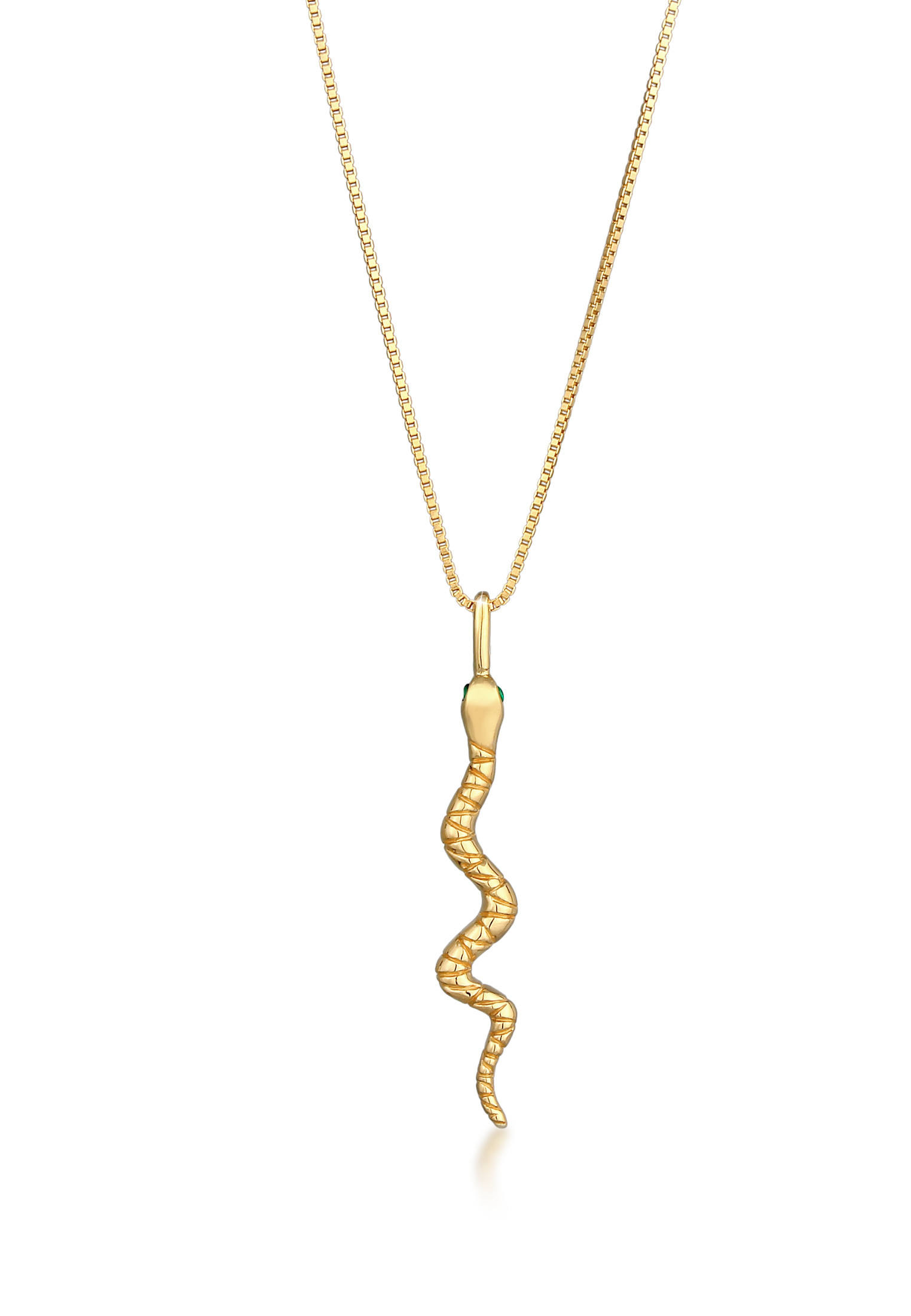 Venezianer-Halskette Schlange | Zirkonia ( Grün ) | 925 Sterling Silber vergoldet