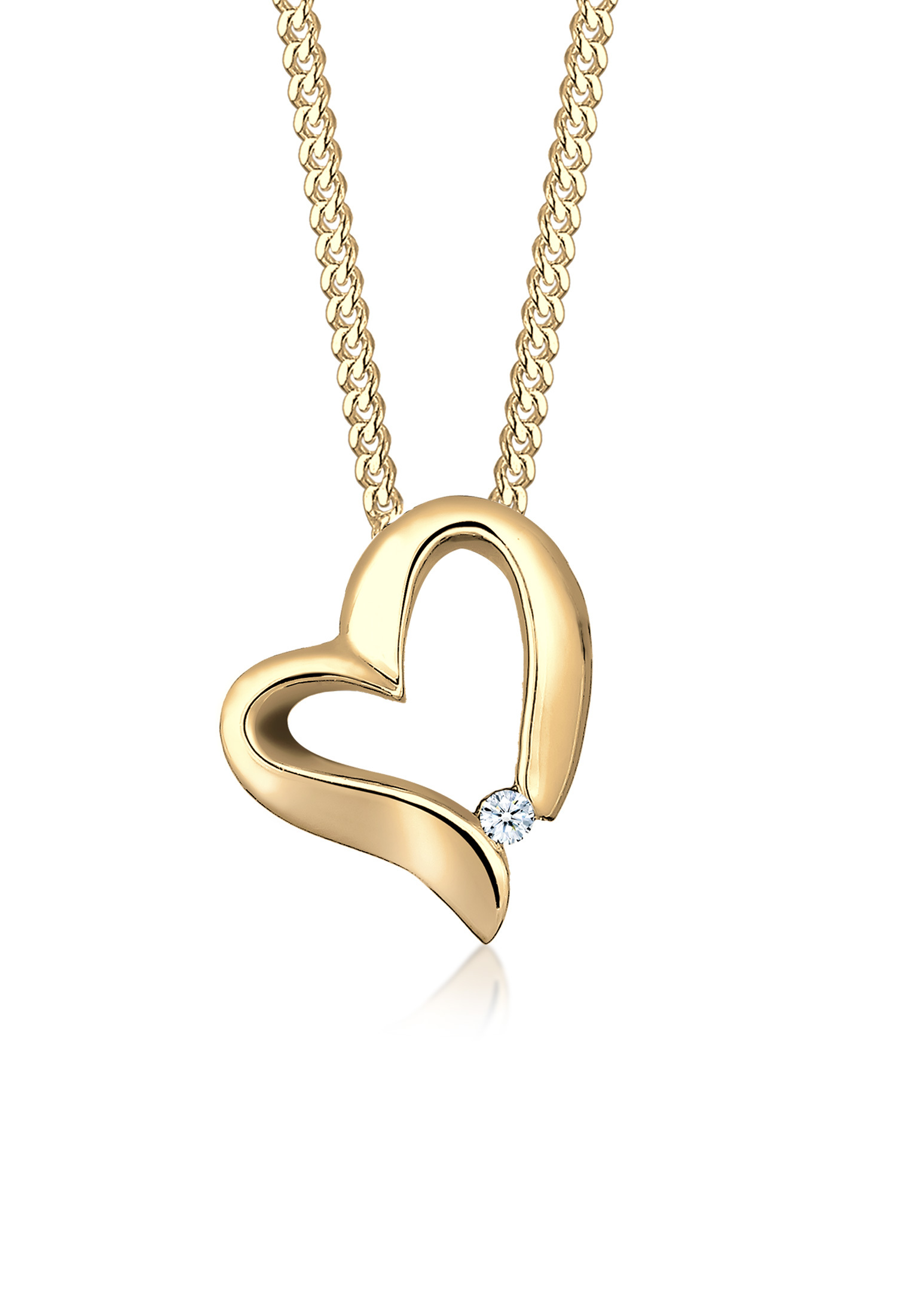 Halskette Herz | Diamant (Weiß, 0,015 ct) | 925er Sterling Silber