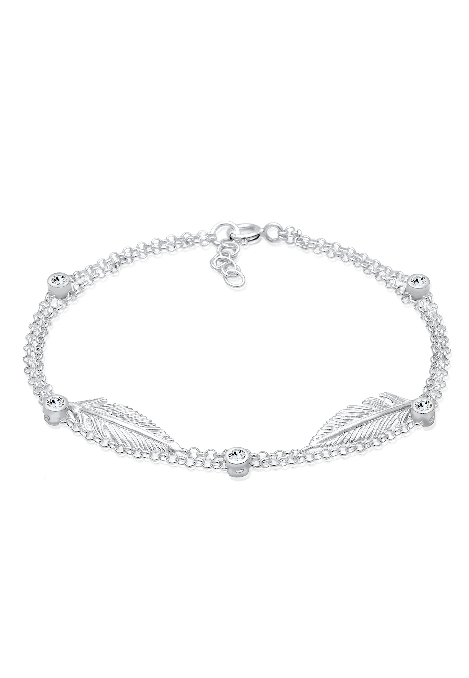 Armband Feder | Kristall ( Weiß ) | 925er Sterling Silber