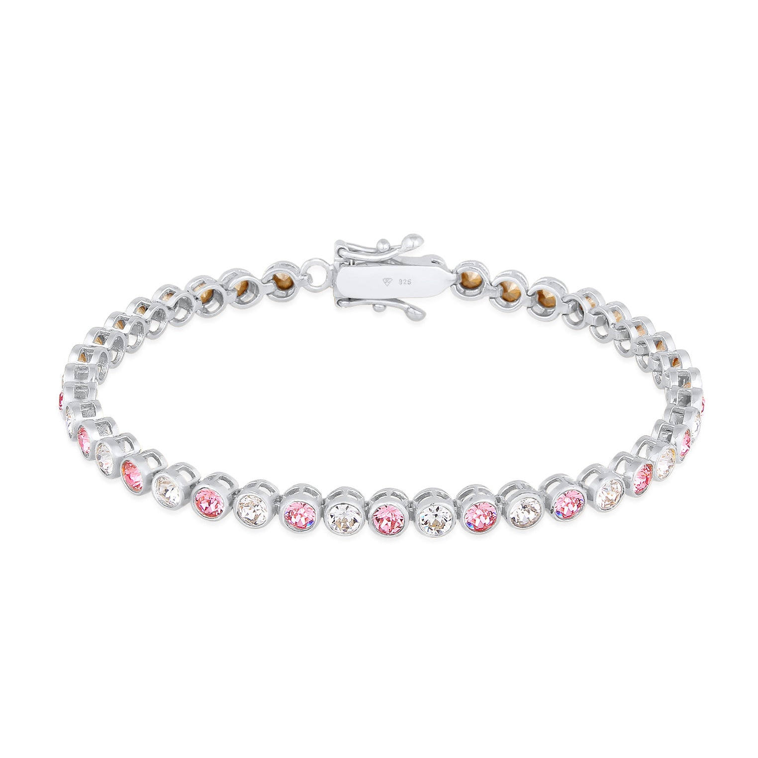 Tennisarmband | Kristall (Weiß, Rosa) | 925er Sterling Silber