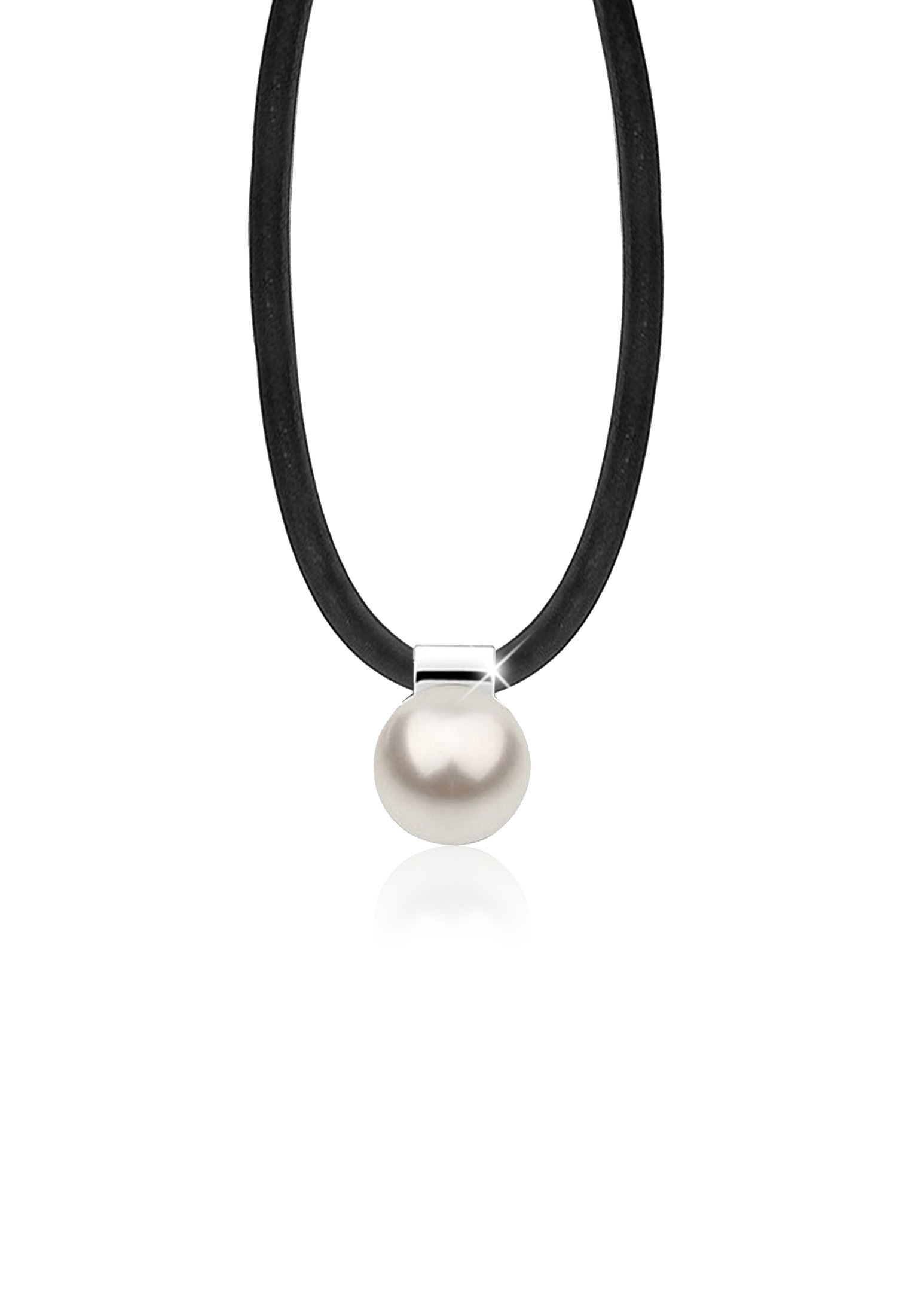 Halskette Anhänger | Perle (Weiß) | 925er Sterling Silber