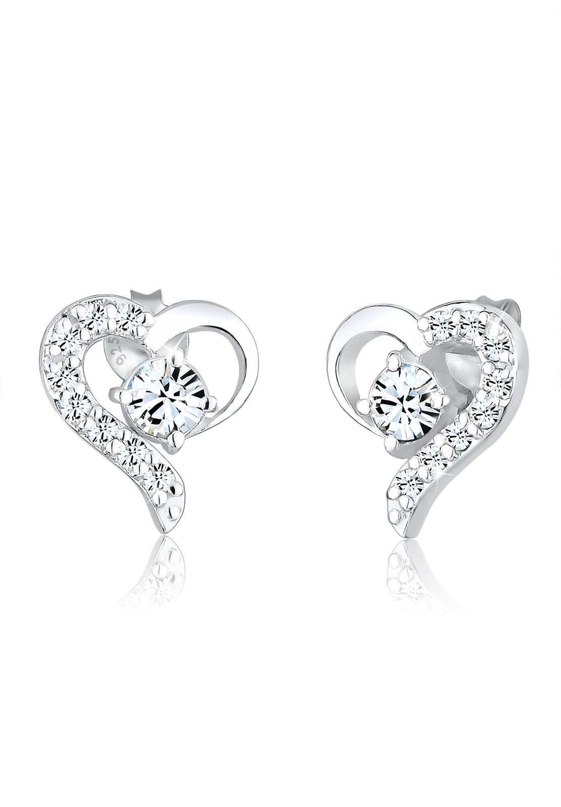 Ohrstecker Herz | Kristall ( Weiß ) | 925er Sterling Silber