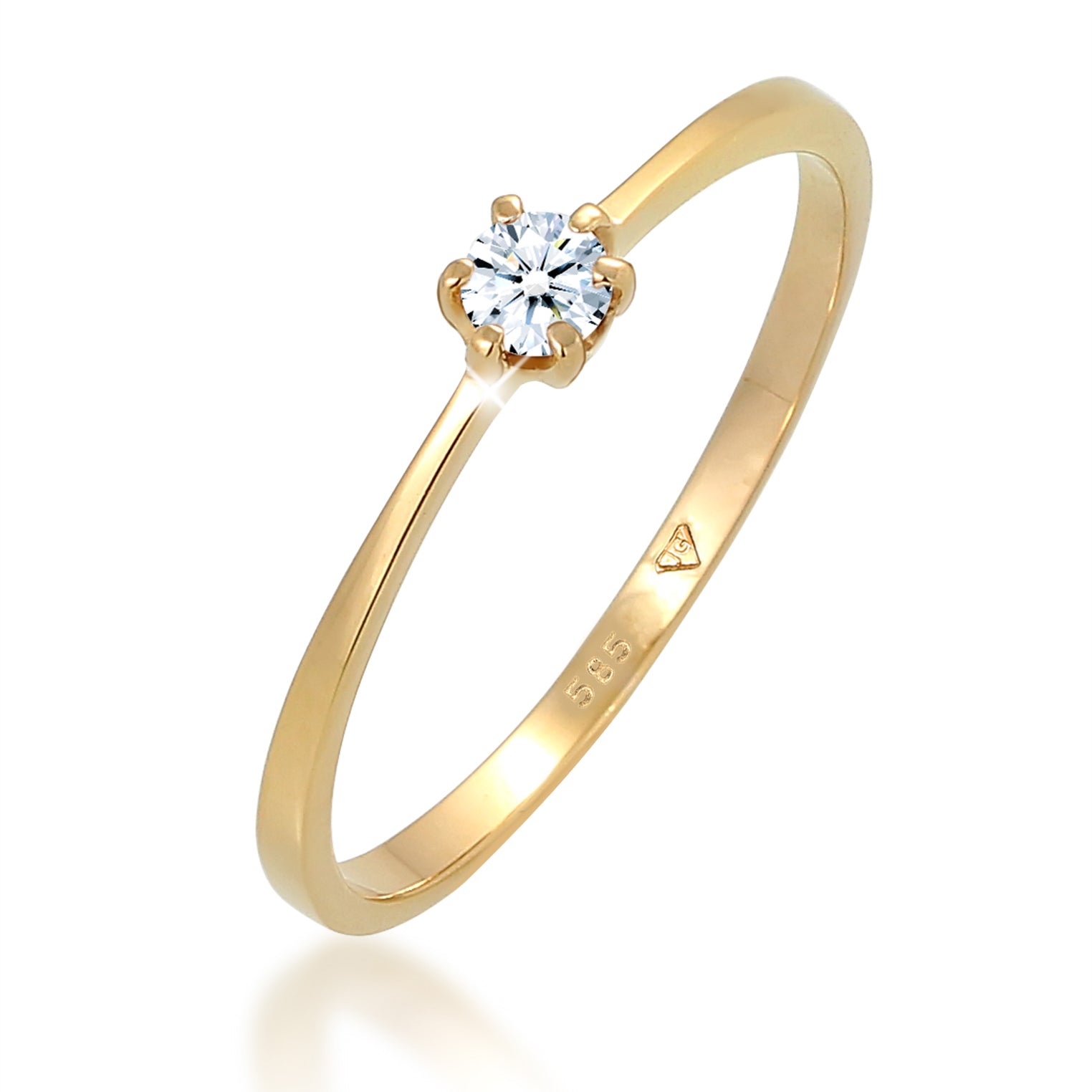 Solitär-Ring | Diamant ( Weiß, 0,11 ct ) | 585 Gelbgold