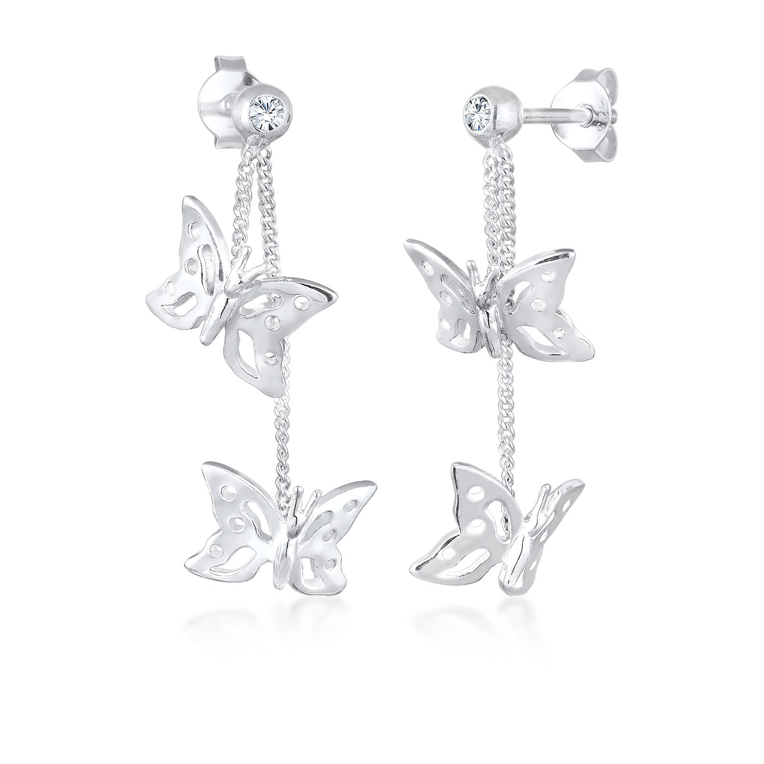 Halskette Schmetterling Anhänger | Kristall (Weiß) | 925er Sterling Silber