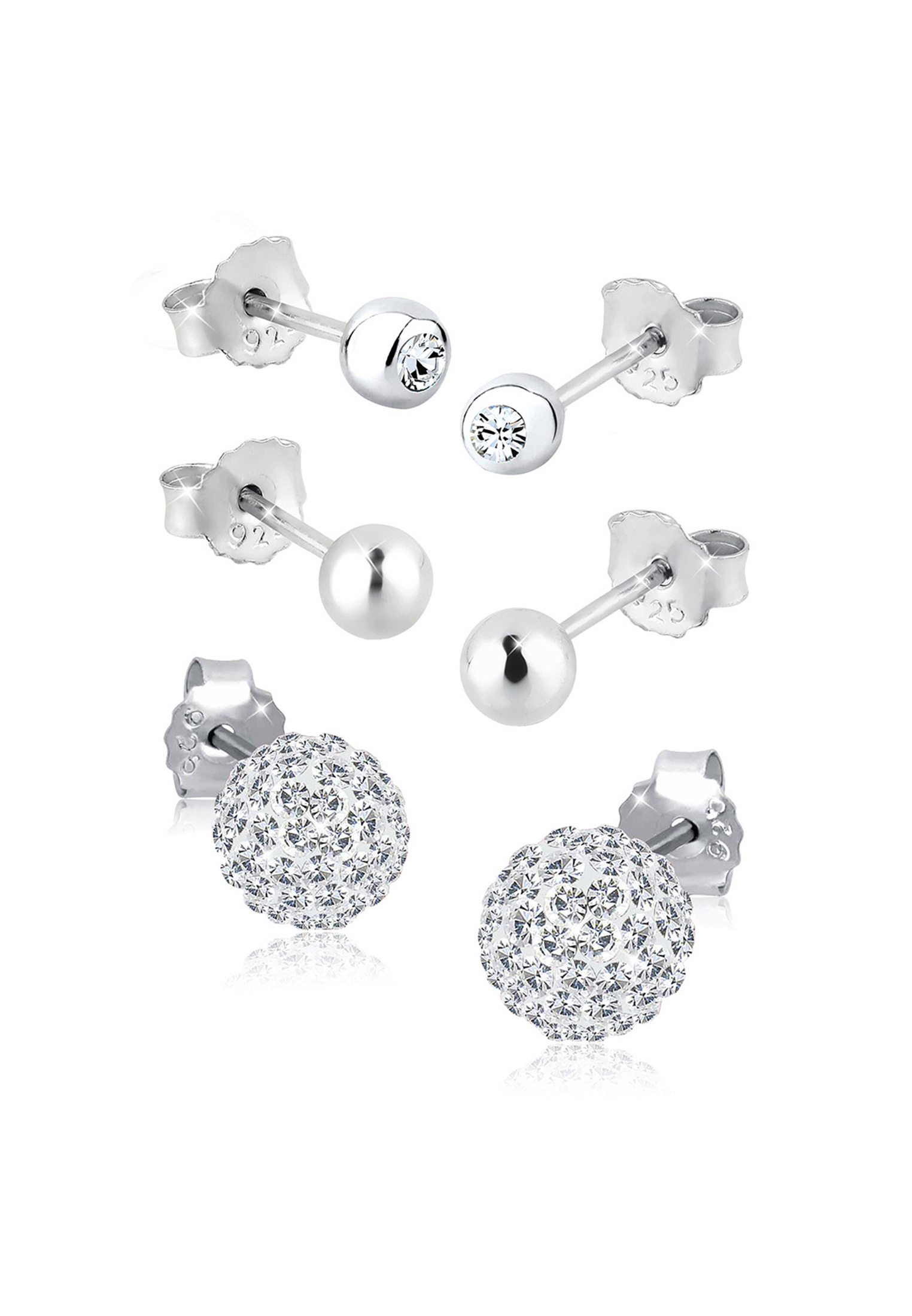 Ohrringset | Kristall ( Weiß ) | 925er Sterling Silber