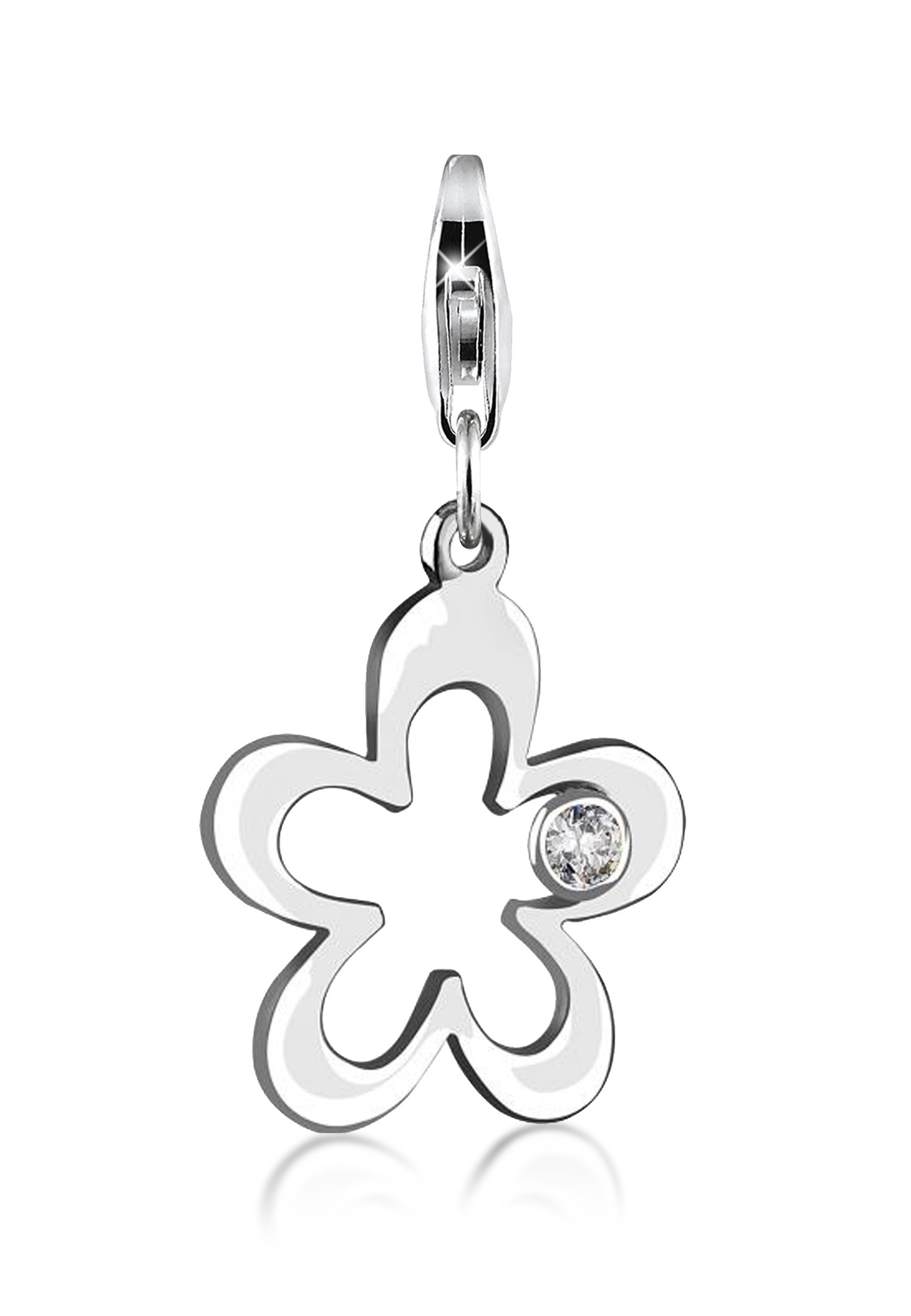 Charm Blume | Zirkonia ( Weiß ) | 925er Sterling Silber