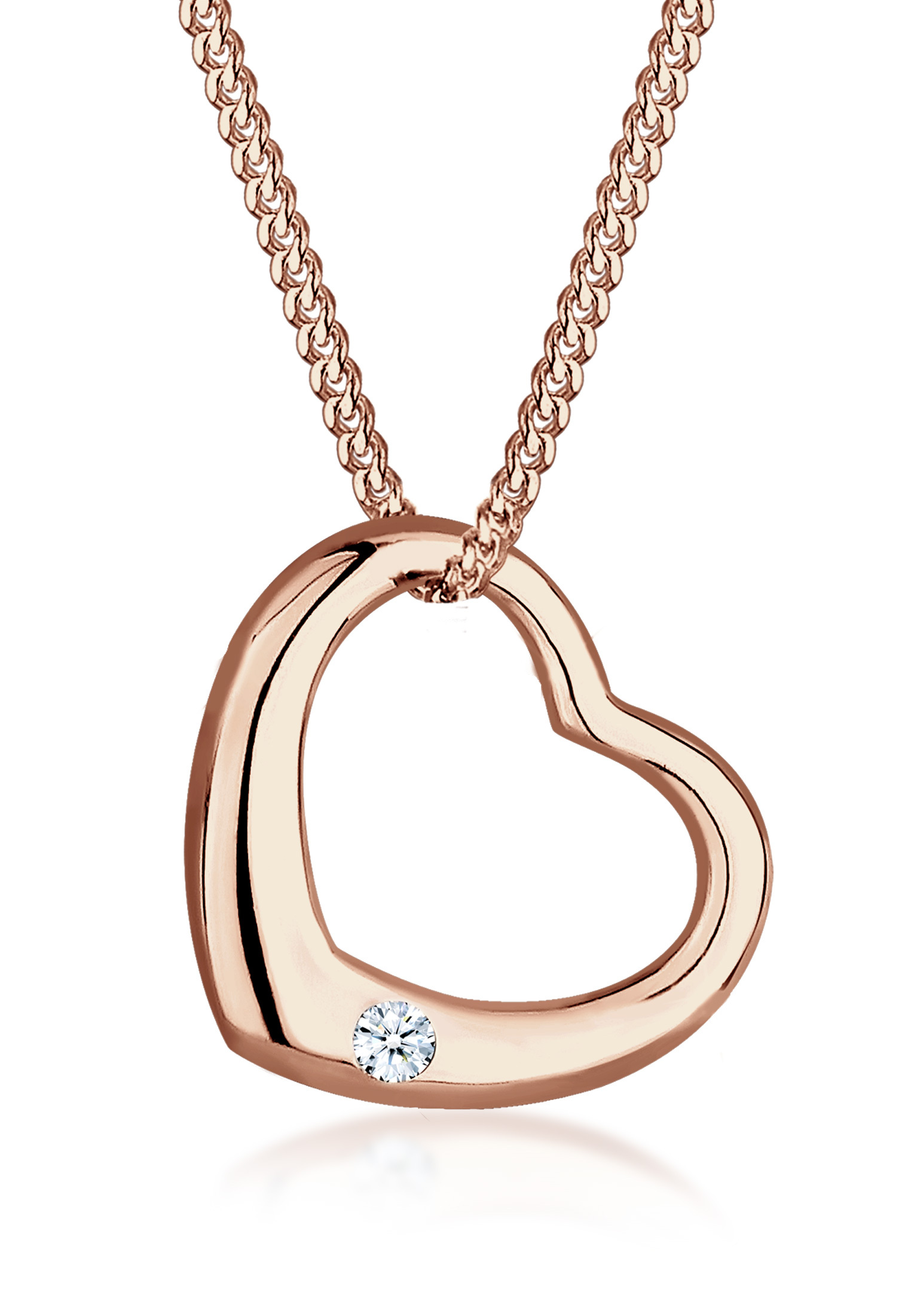Halskette Herz | Diamant (Weiß, 0,03 ct) | 925er Sterling Silber