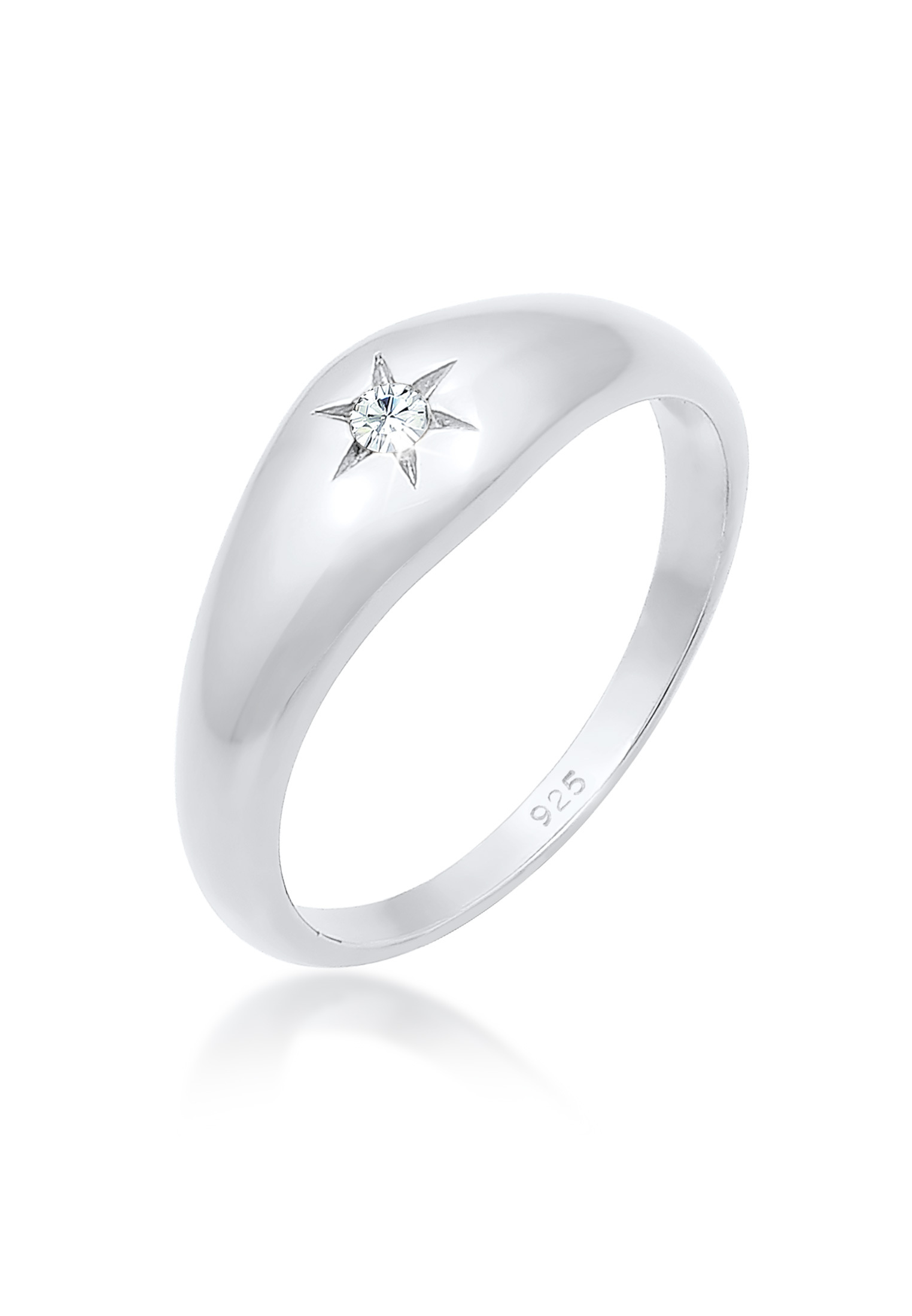 Siegelring Astro | Kristall ( Weiß ) | 925 Sterling Silber vergoldet