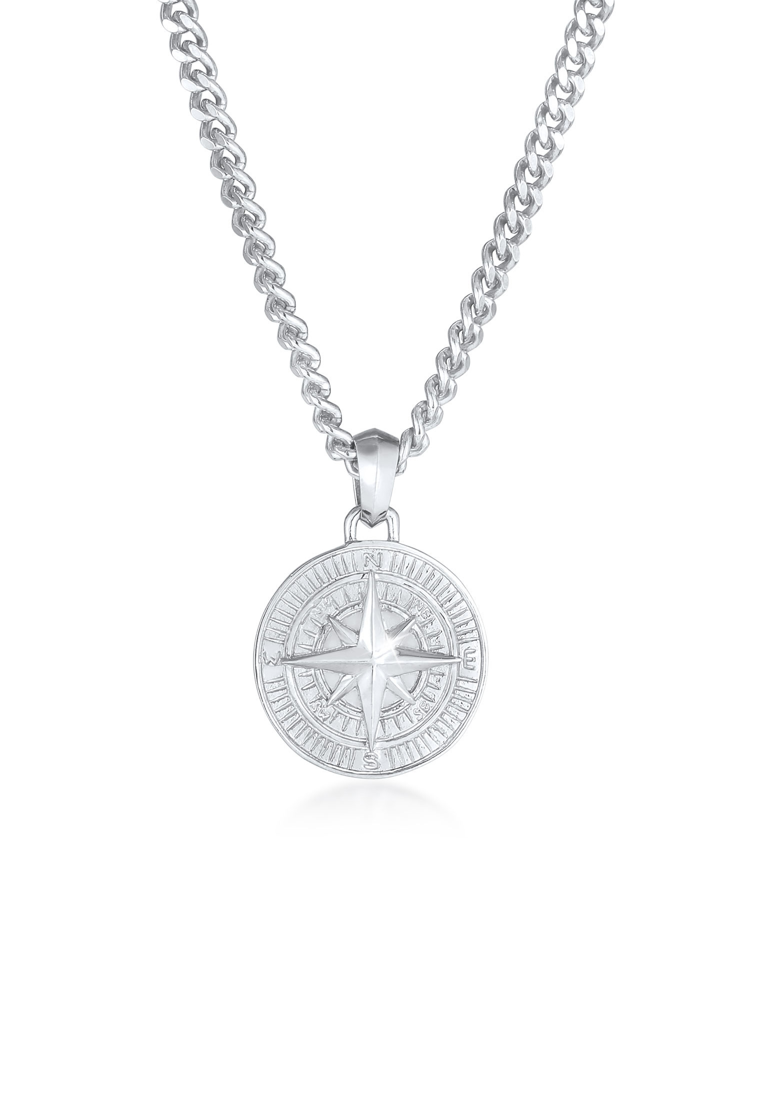 Halskette Kompass Münze | 925er Sterling Silber