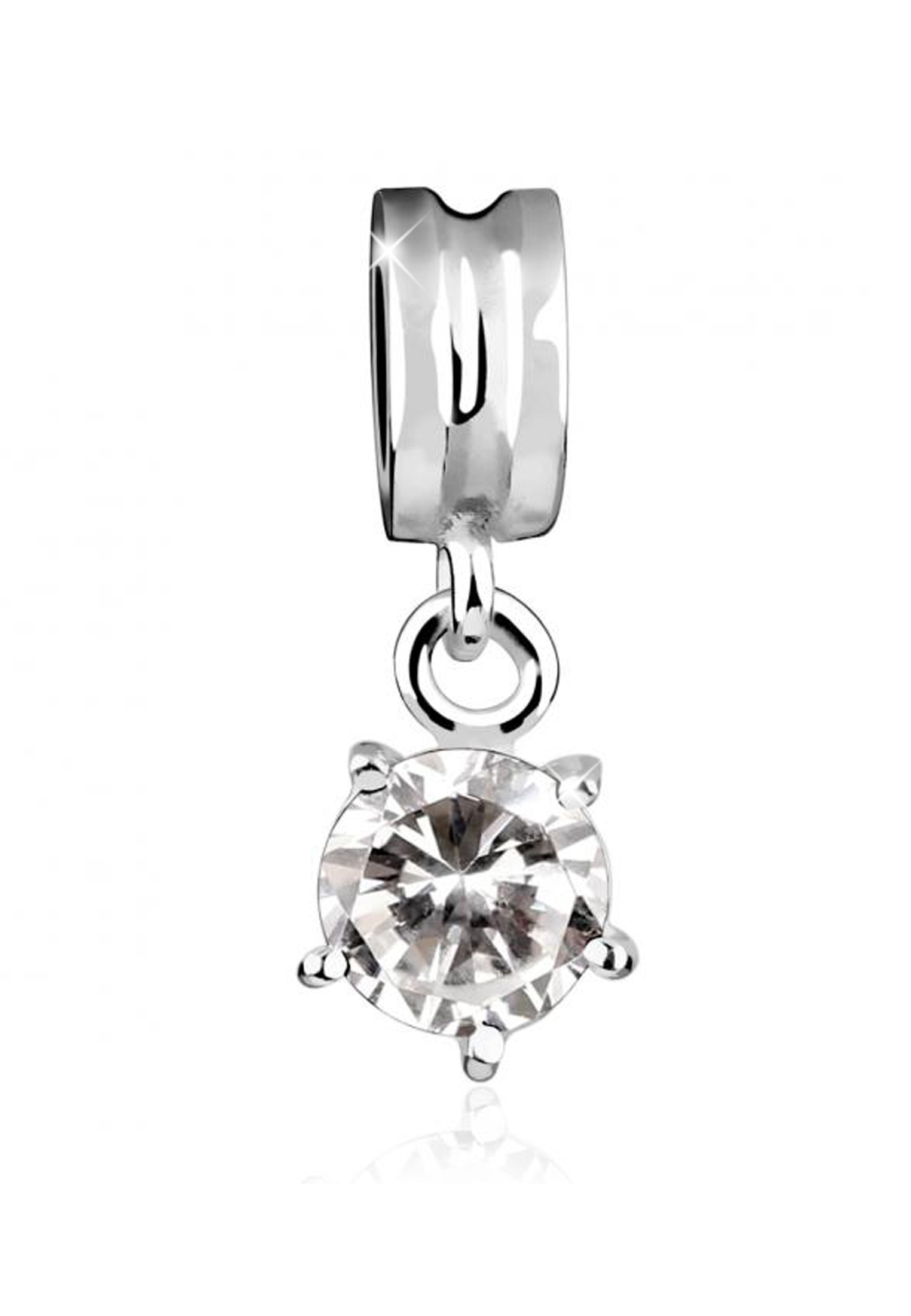 Charm Bead | Zirkonia ( Weiß ) | 925er Sterling Silber
