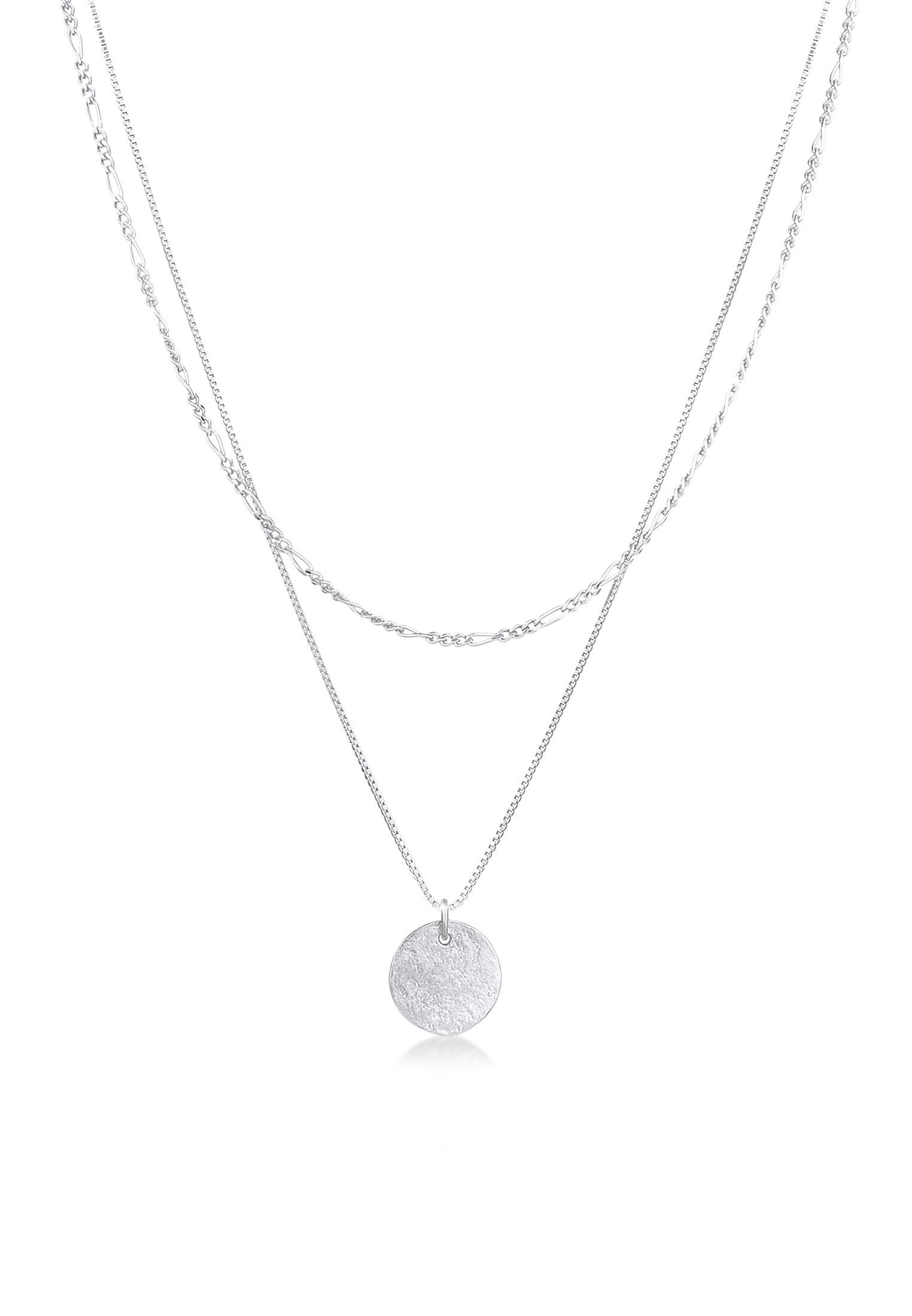 Layer-Halskette Münze Figaro | 925 Sterling Silber