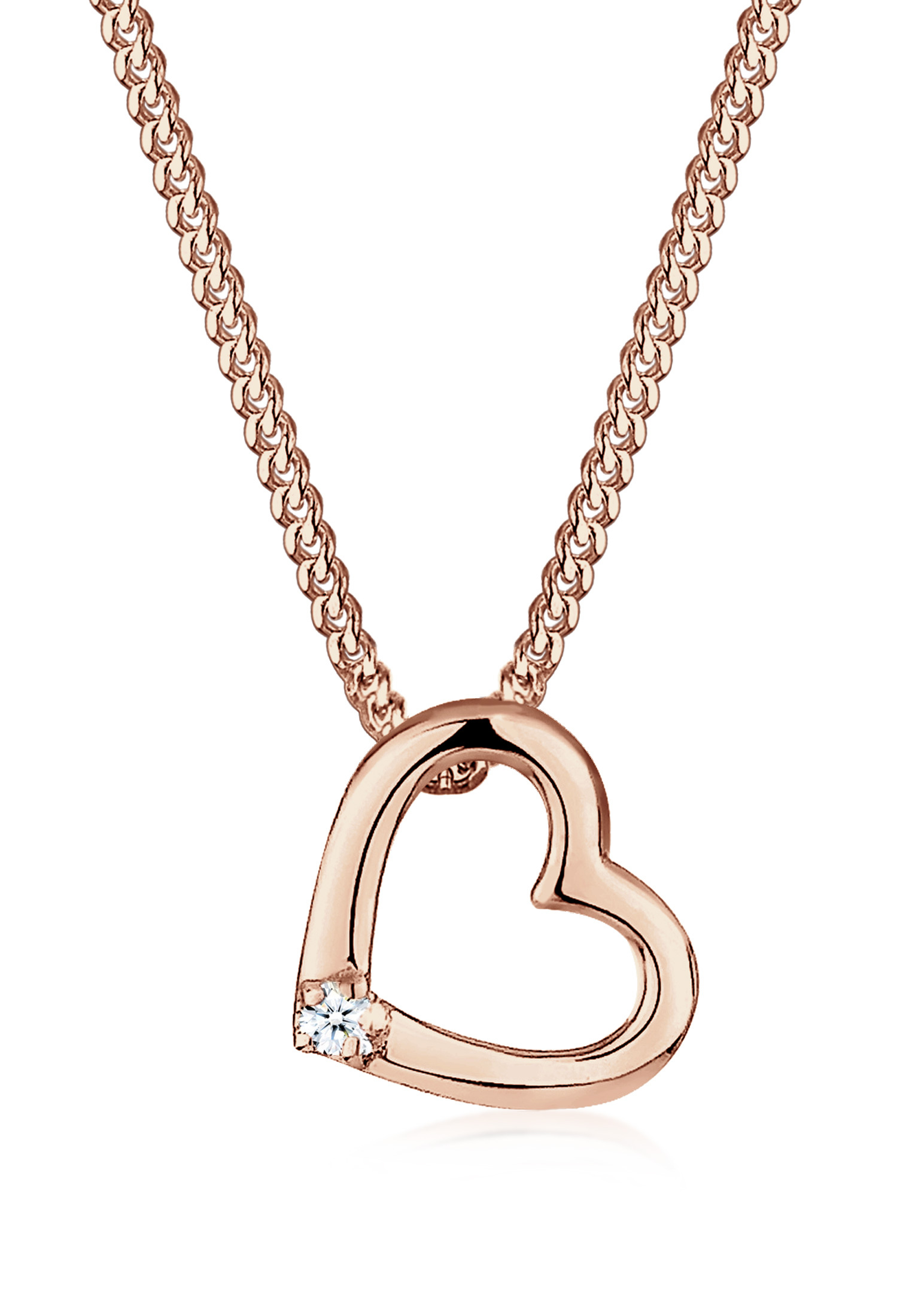 Halskette Herz | Diamant ( Weiß, 0,015 ct ) | 925er Sterling Silber