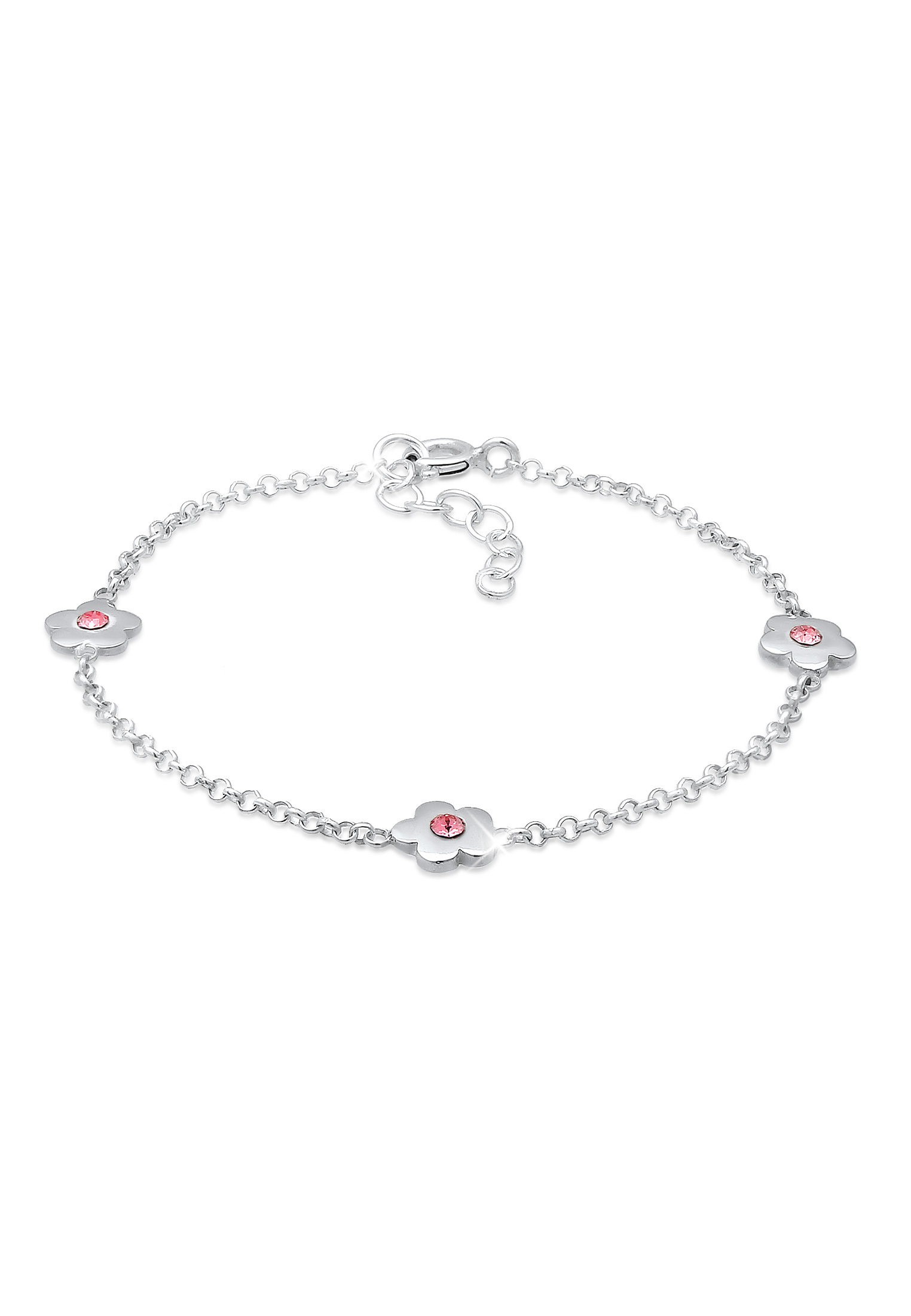 Armband Blume | Kristall (Rosa) | 925er Sterling Silber